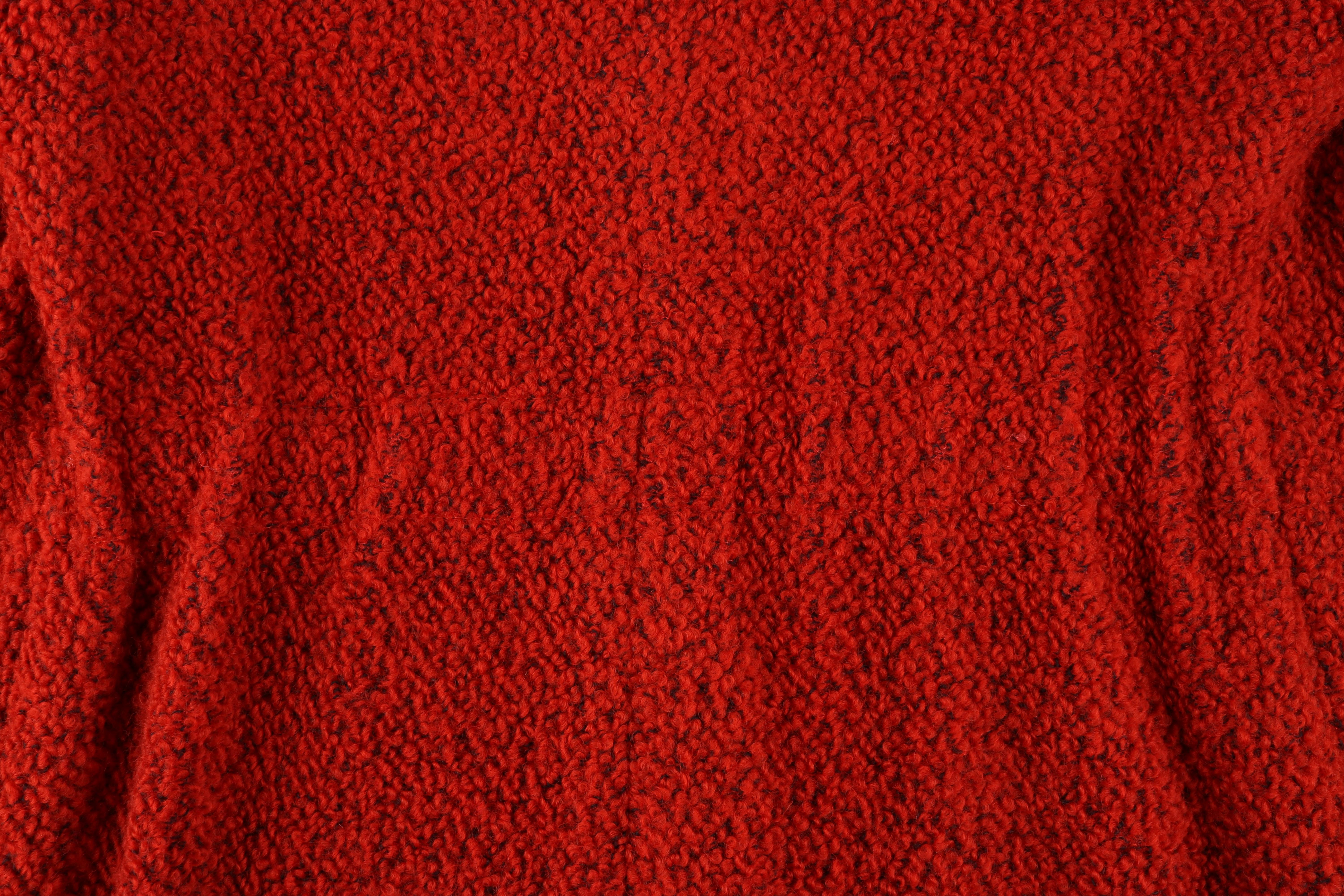 J. Tiktiner c.1970 Vintage Rust Orange Fleece Textured Jacket Cappotto Overcoat in vendita 6