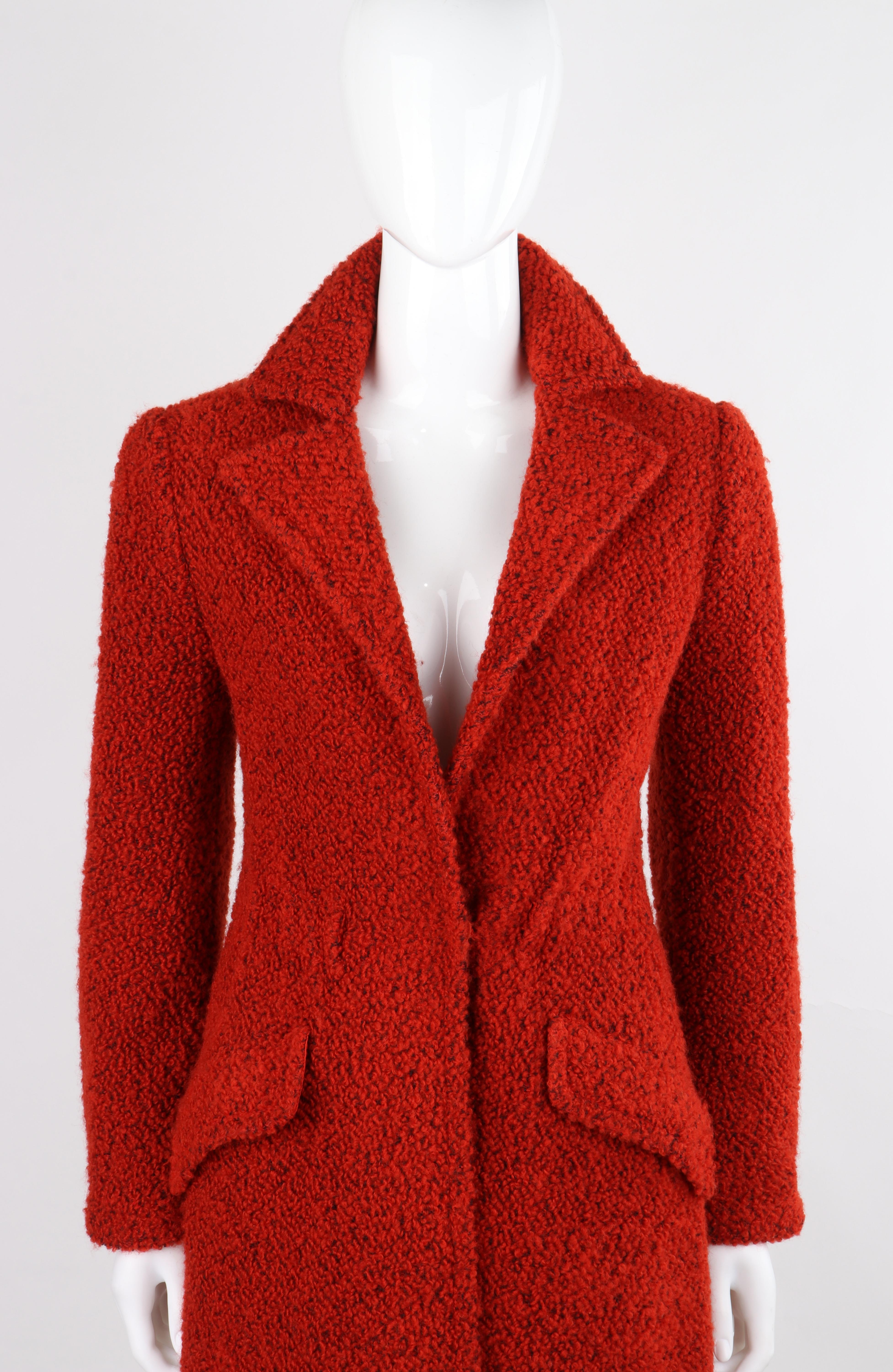 Rosso J. Tiktiner c.1970 Vintage Rust Orange Fleece Textured Jacket Cappotto Overcoat in vendita