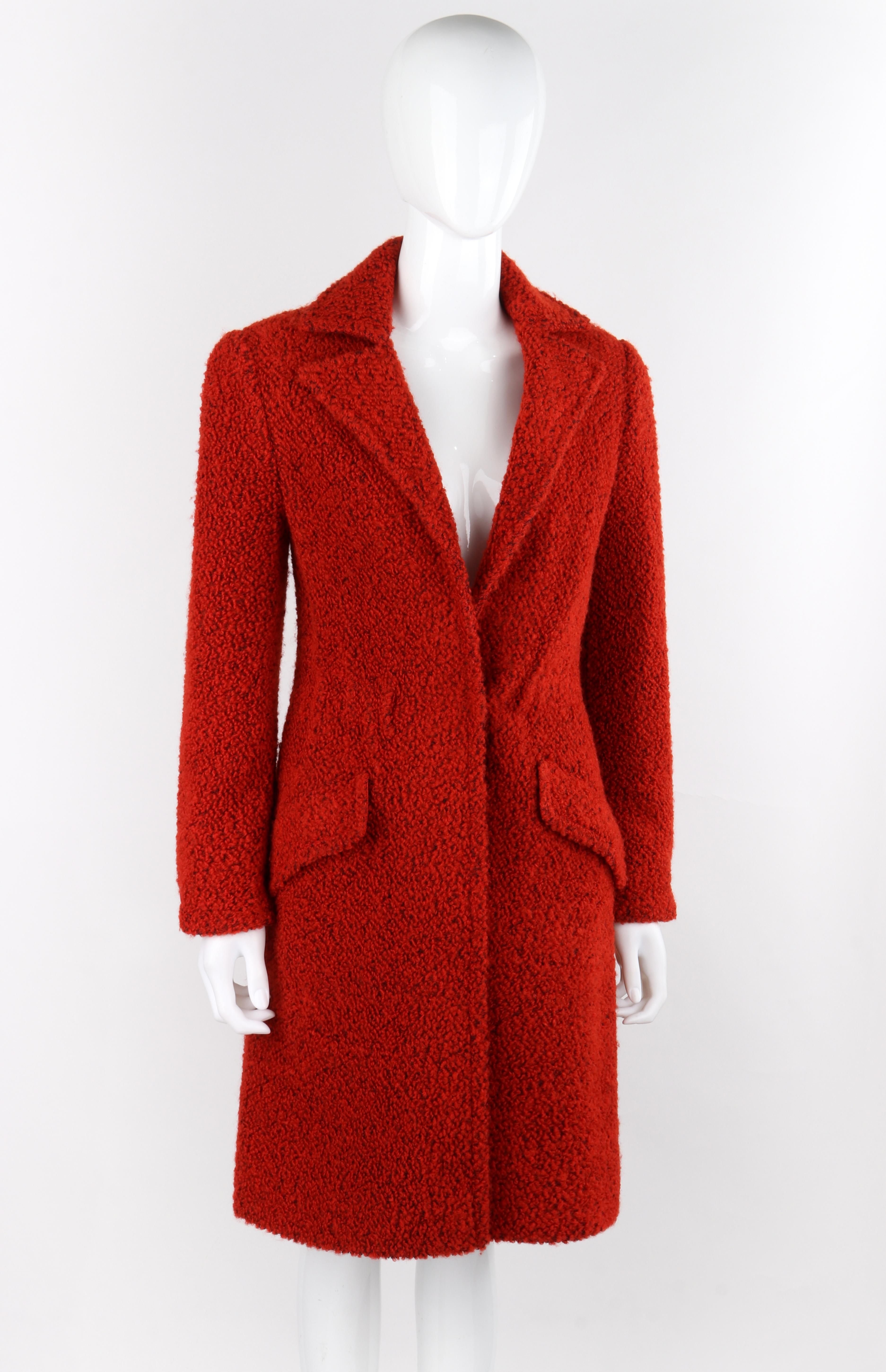 J. Tiktiner c.1970 Vintage Rust Orange Fleece Textured Jacket Cappotto Overcoat In condizioni buone in vendita a Thiensville, WI