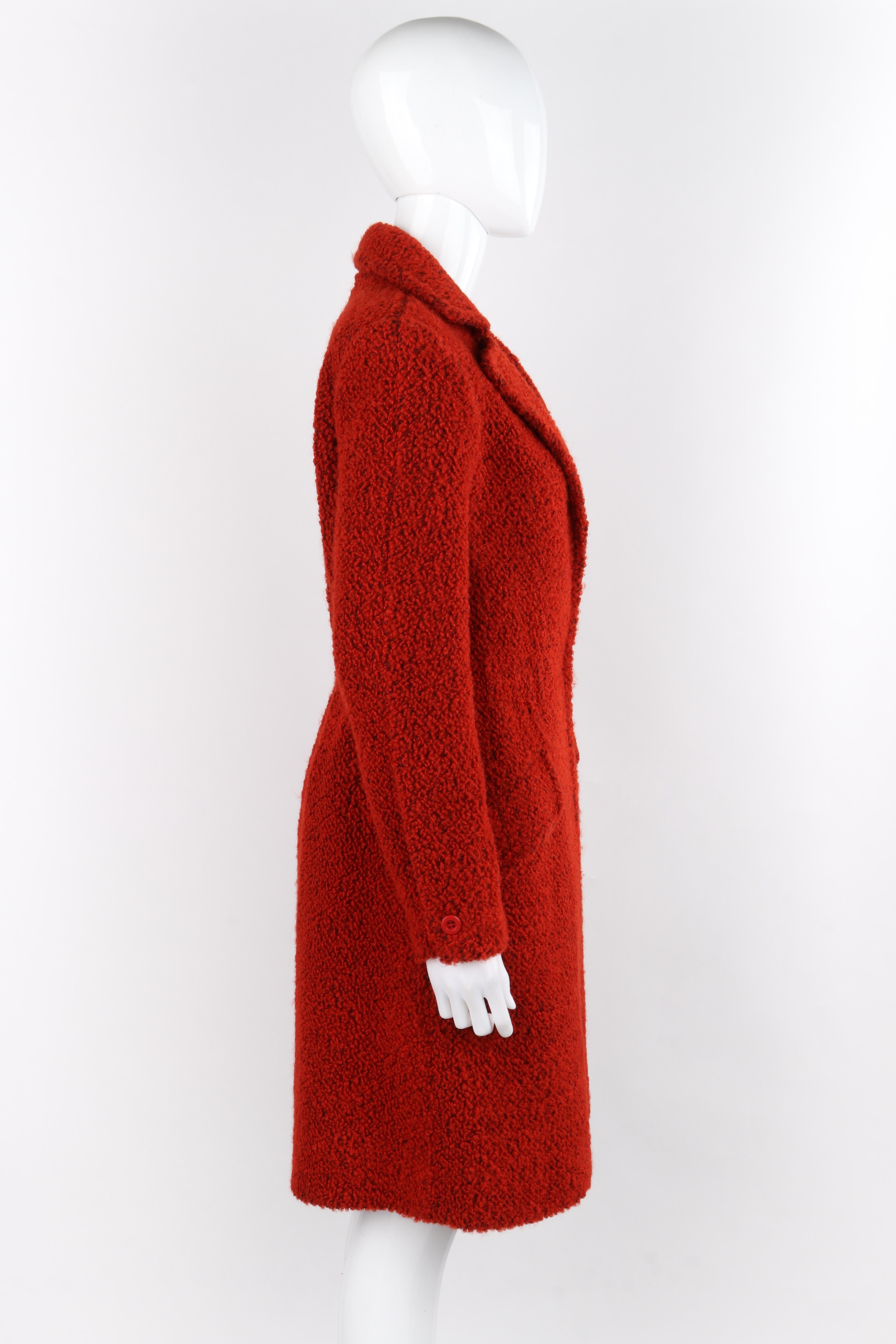 Donna J. Tiktiner c.1970 Vintage Rust Orange Fleece Textured Jacket Cappotto Overcoat in vendita