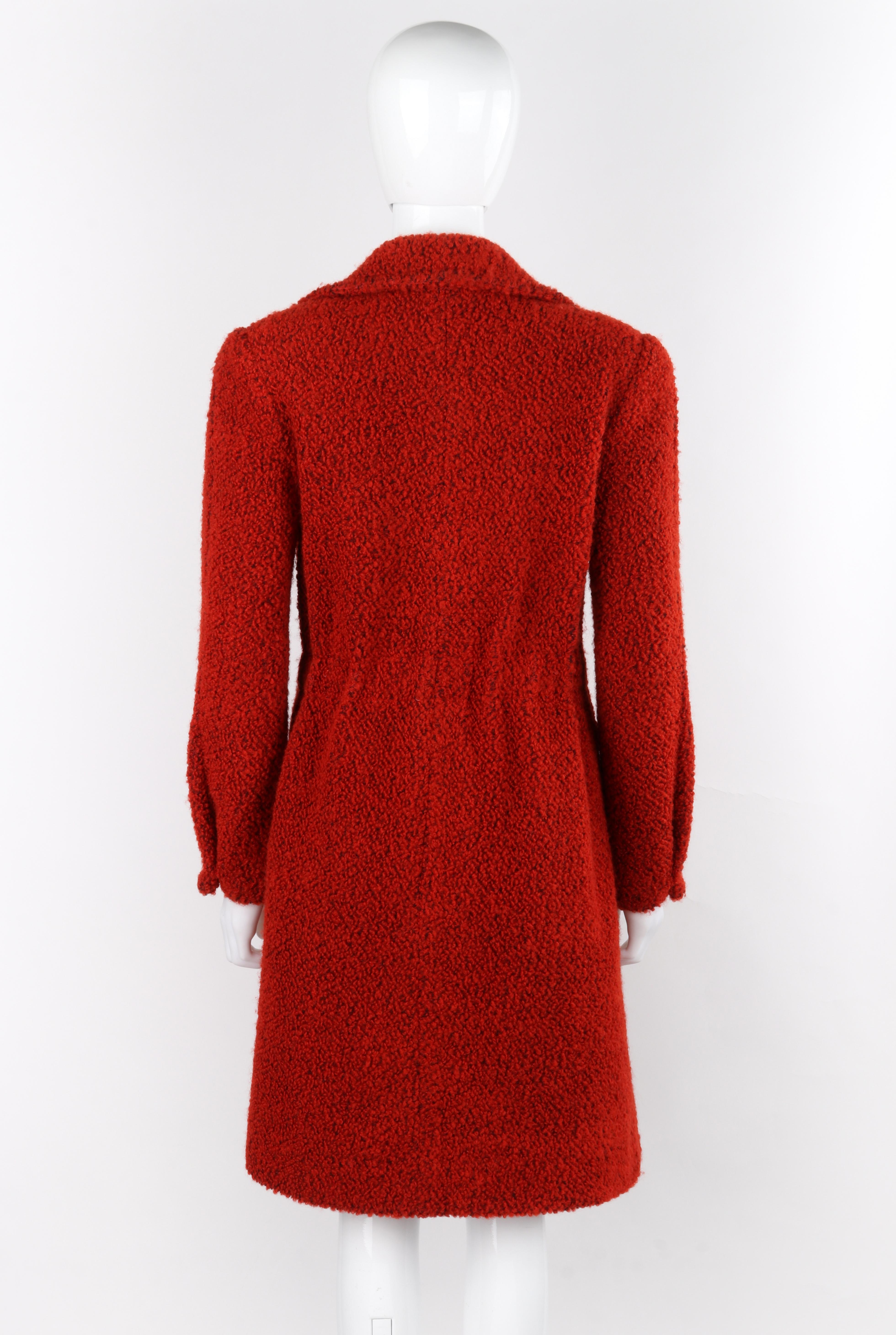 J. Tiktiner c.1970 Vintage Rust Orange Fleece Textured Jacket Cappotto Overcoat in vendita 1