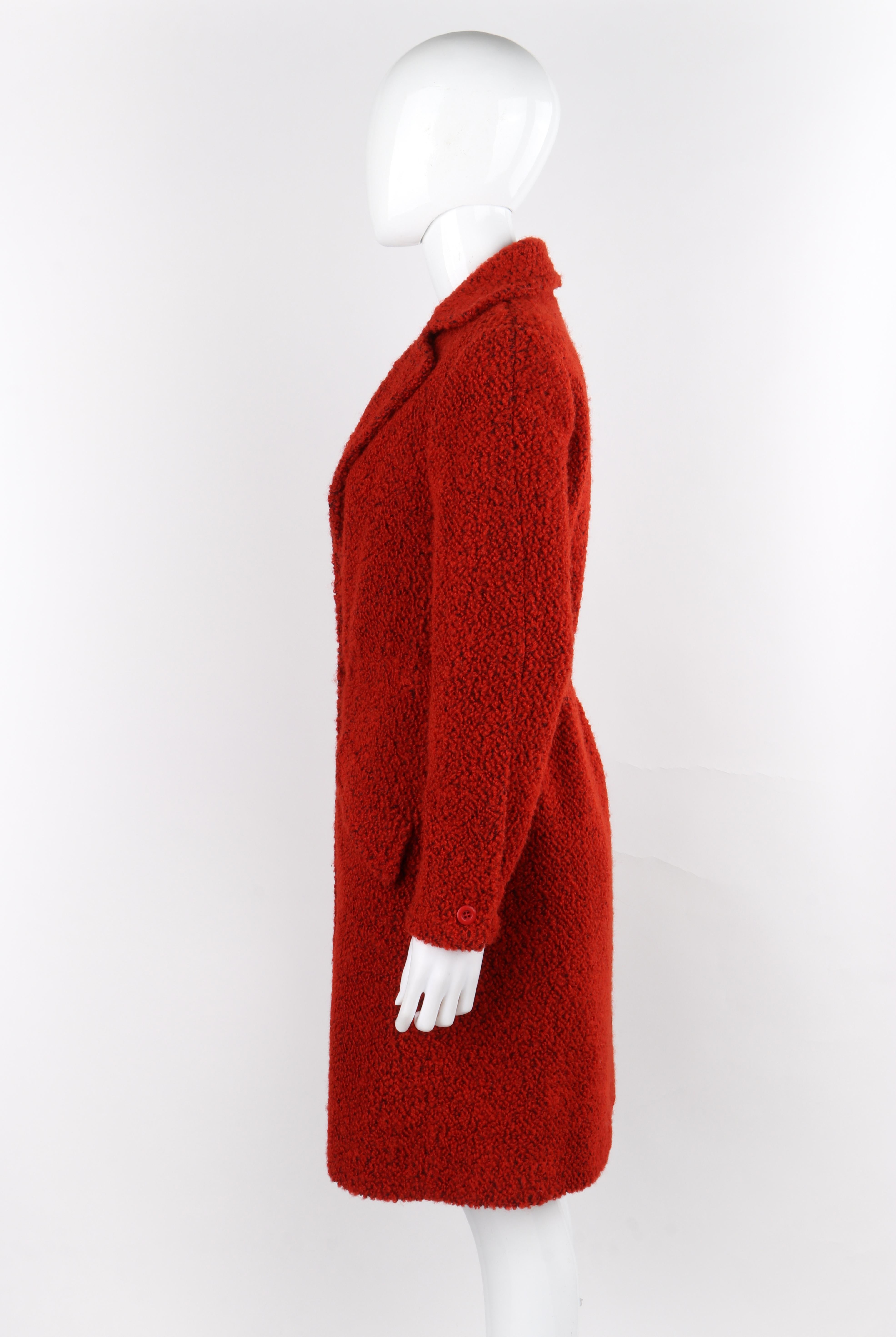J. Tiktiner c.1970 Vintage Rust Orange Fleece Textured Jacket Cappotto Overcoat in vendita 2