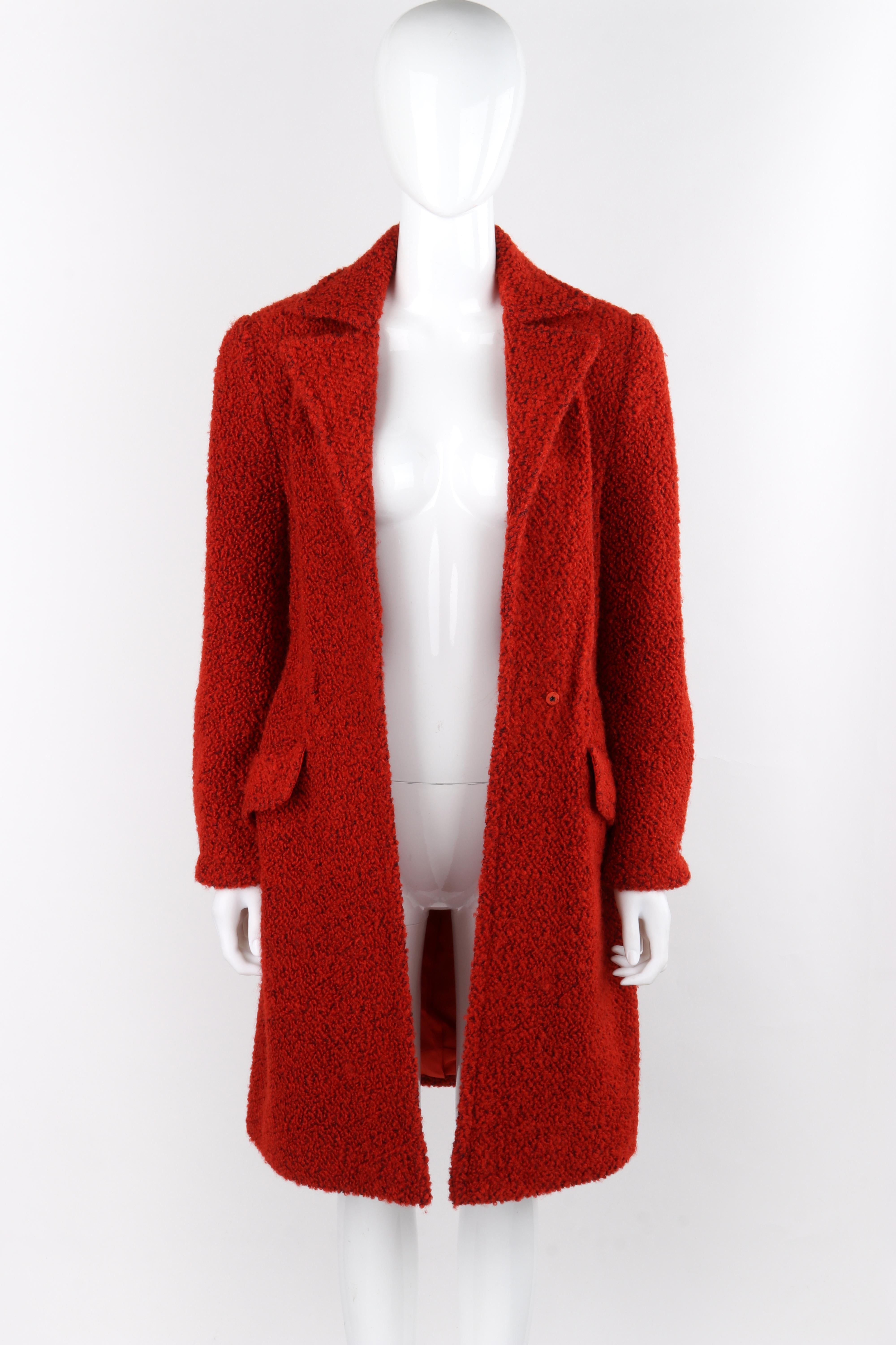J. Tiktiner c.1970 Vintage Rust Orange Fleece Textured Jacket Cappotto Overcoat in vendita 3