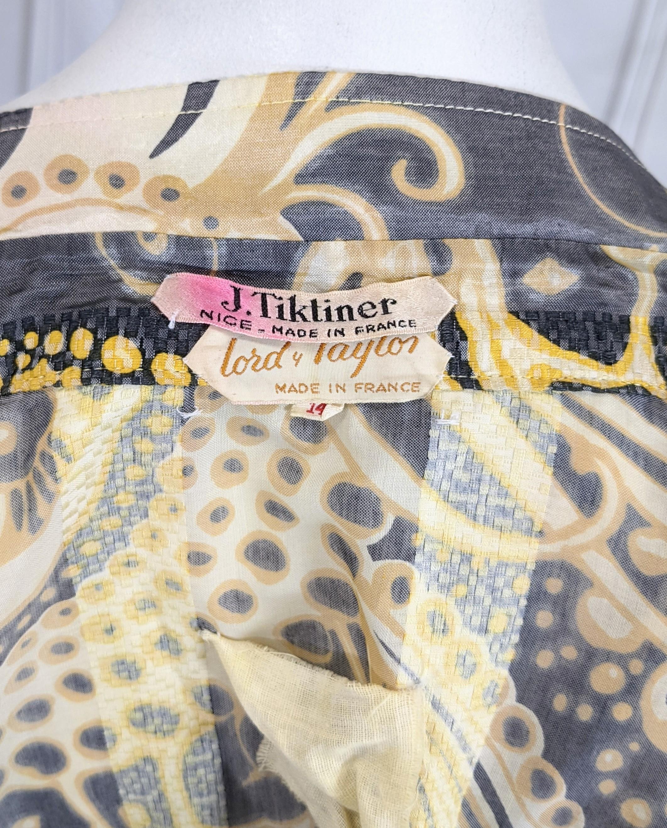 J. Tiktiner Silk Print Shirtwaist For Sale 1