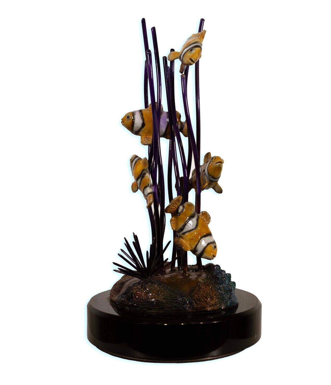 J Townsend Sealife Clownfish in Coral Bronze & Ceramic Sculpture Signed 7/399 In Good Condition For Sale In Keego Harbor, MI
