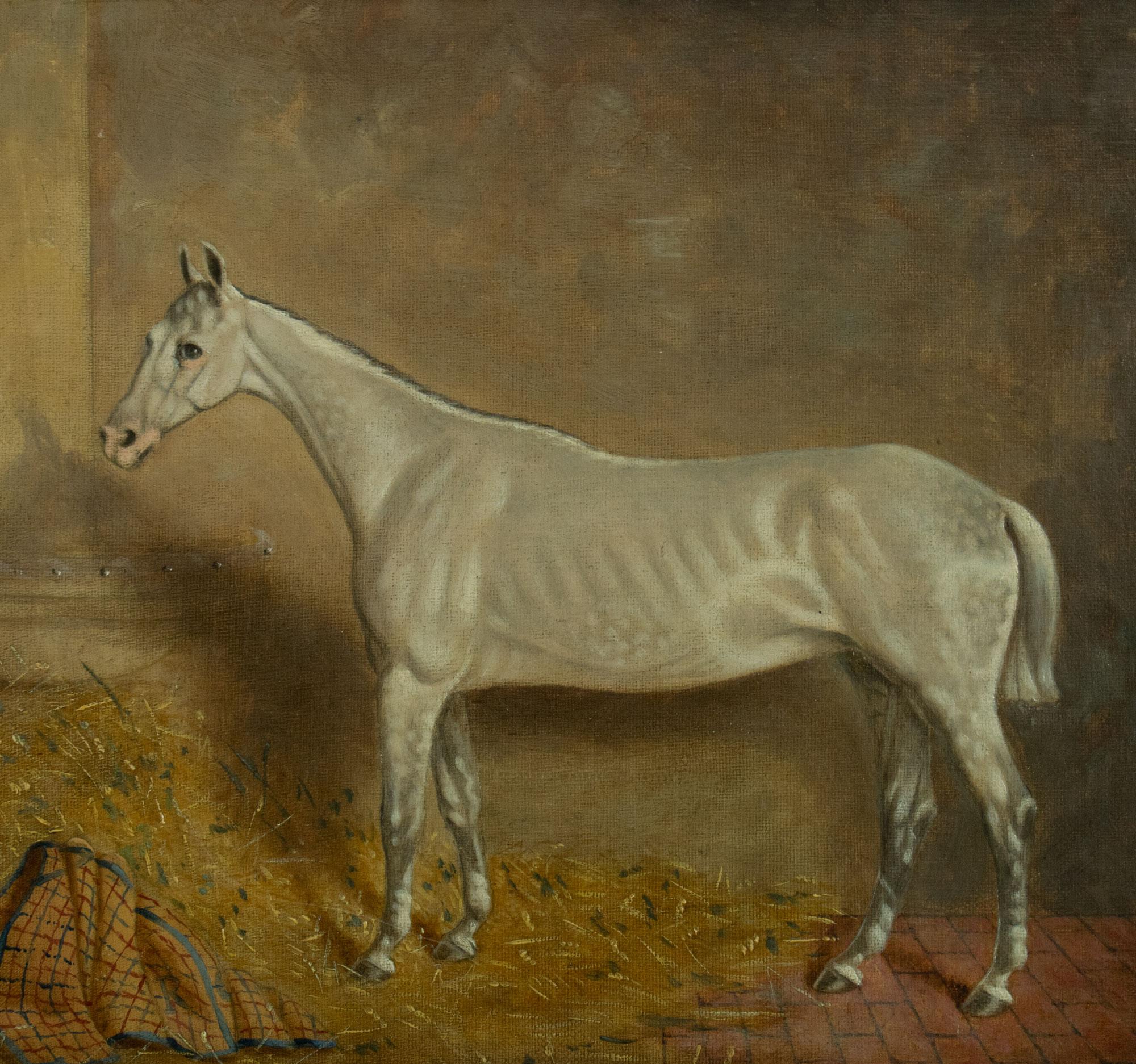 J Truman (British, Active 19th century)

White Horse in its Stable, Oil on canvas, Signed on the reverse and dated 1870. 

J. Truman was a highly respected equestrian artist; this oil painting on canvas, signed and dated on the reverse, perfectly