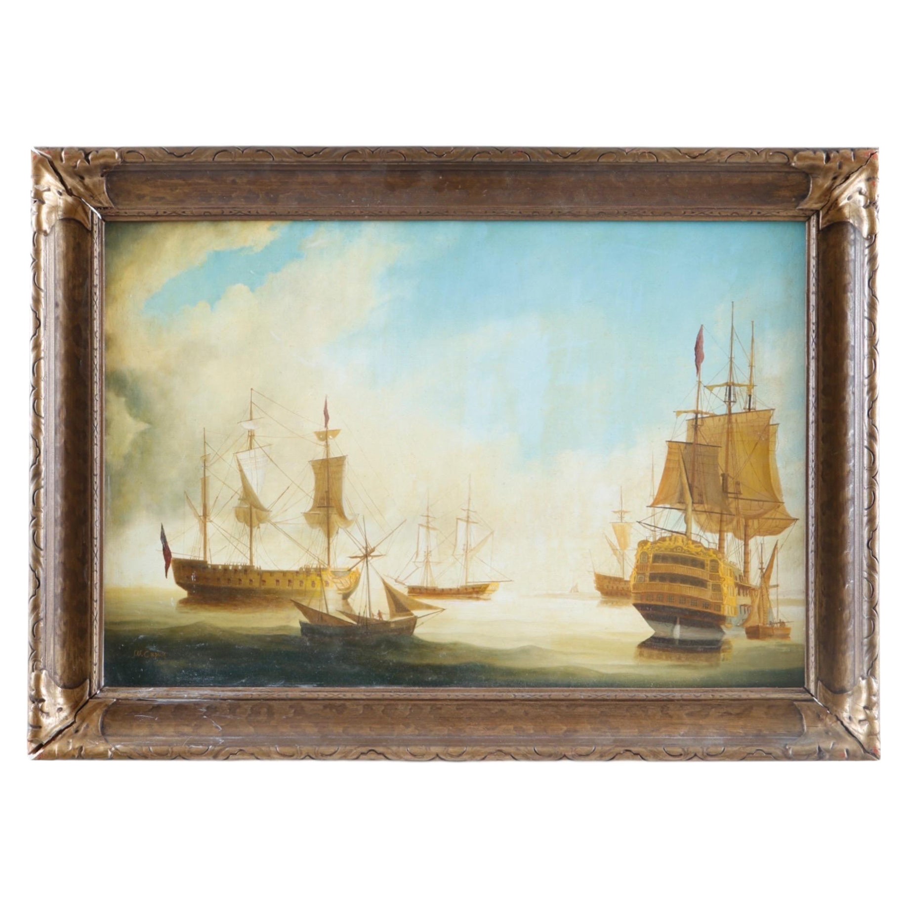 J. V. Capua Signed Original Oil on Canvas “a Calm Morning” For Sale