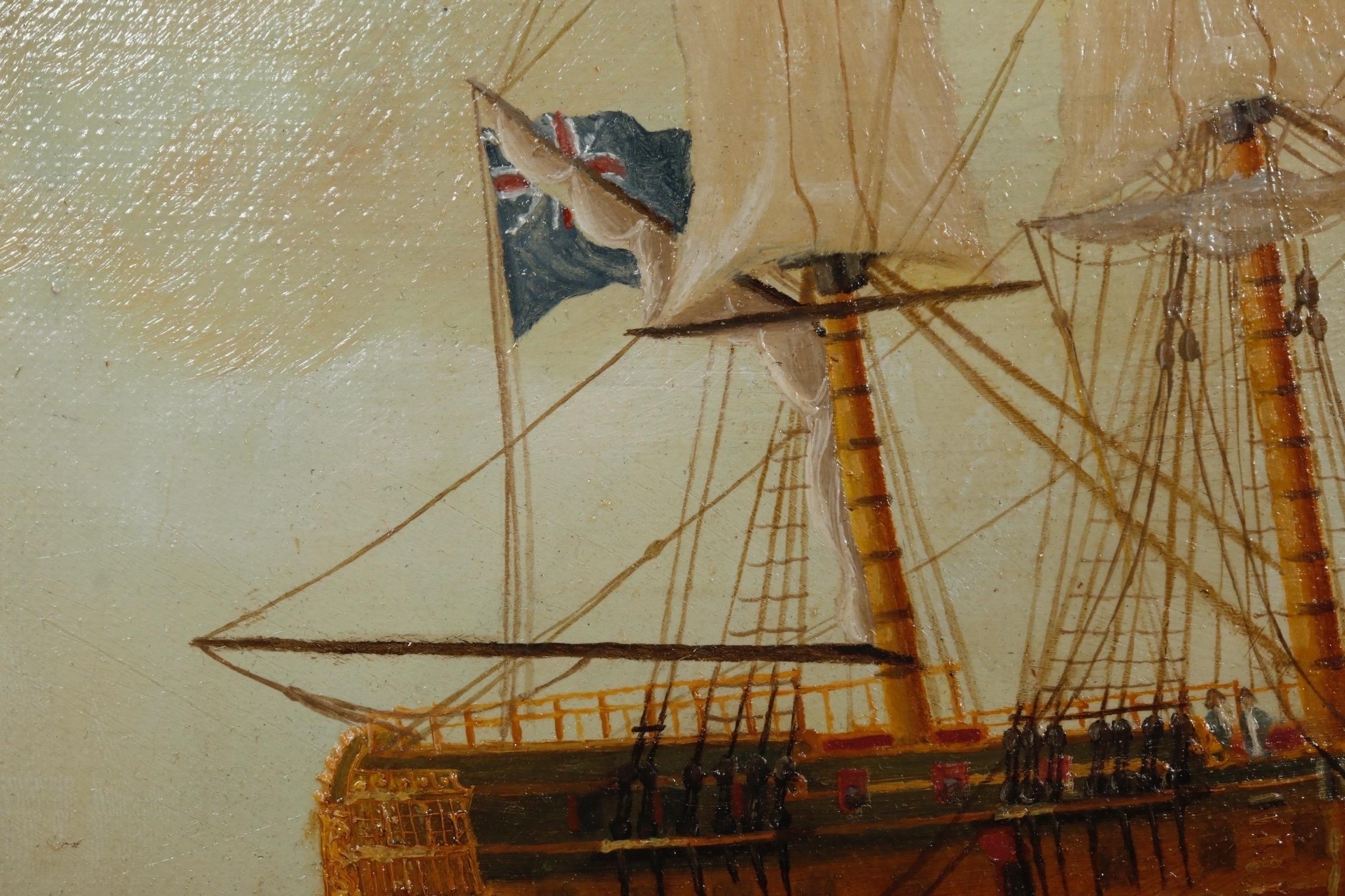 British J. V. Capua Signed Original Oil on Canvas “Lord Cornwallis Signals Make Sail” For Sale