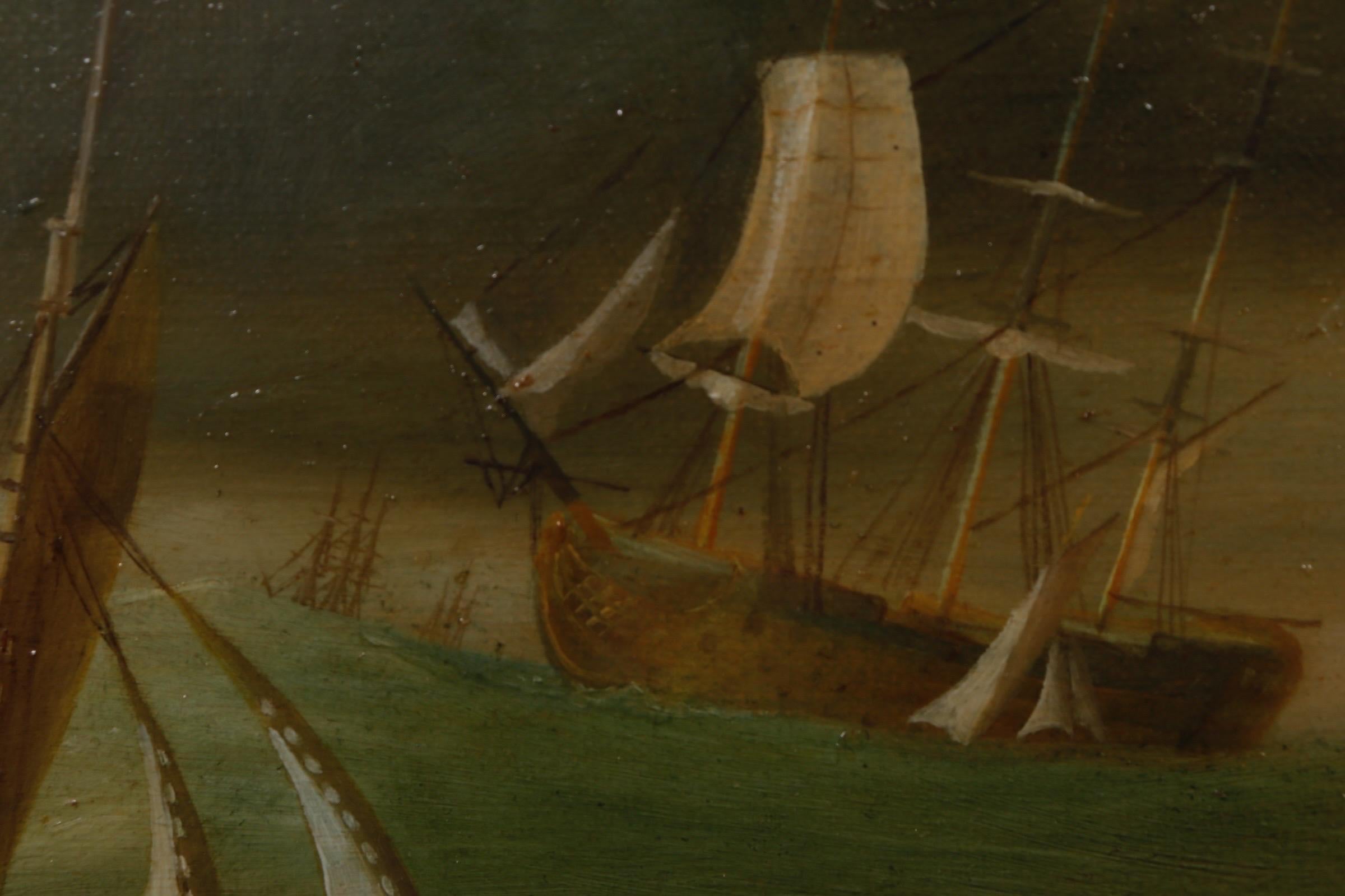 J. V. Capua Signed Original Oil on Canvas “Lord Cornwallis Signals Make Sail” For Sale 1