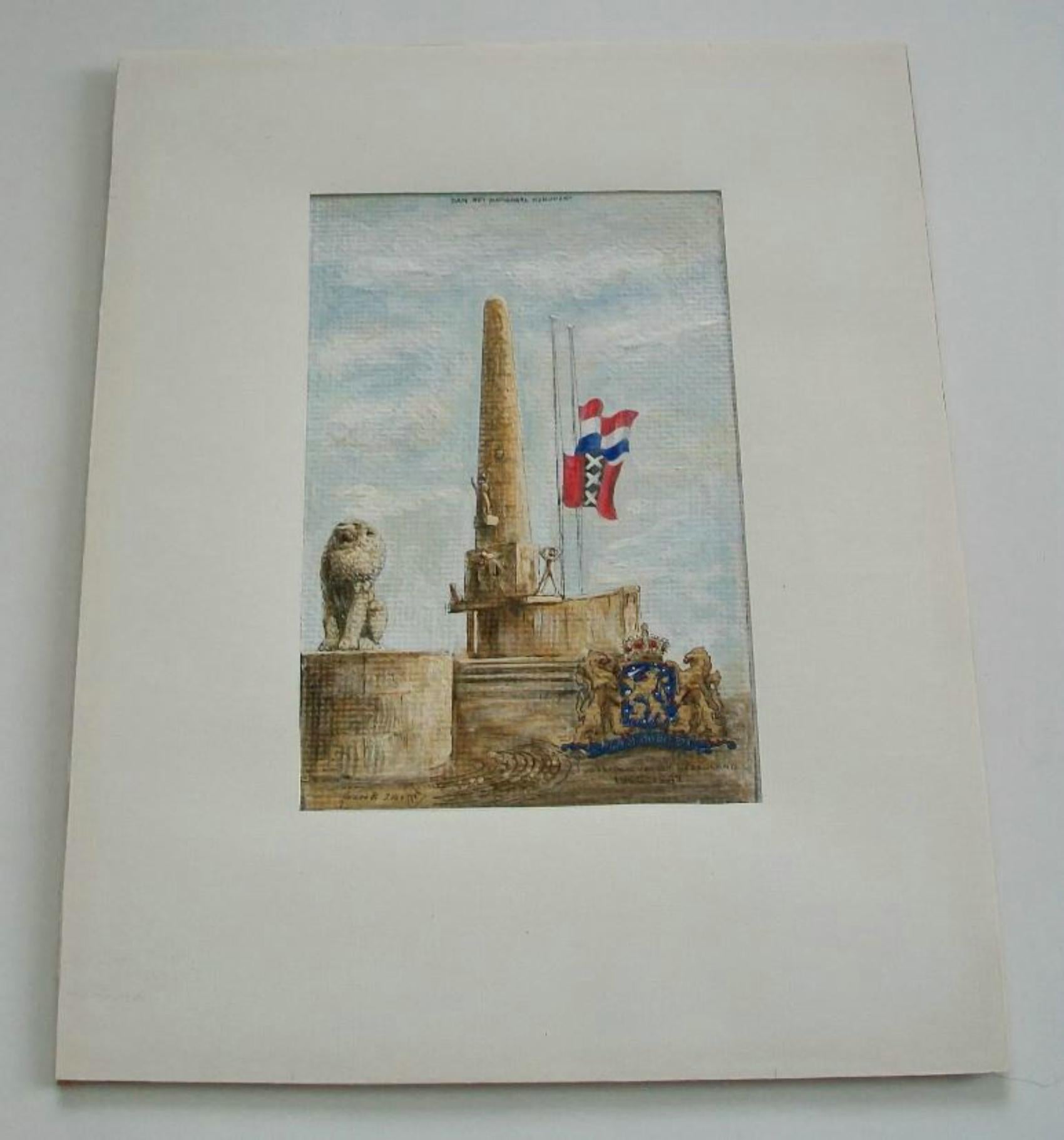J. VET – Amsterdamer Nationaldenkmal – handkolorierter Druck – Niederlande – ca. 1986 im Angebot 5