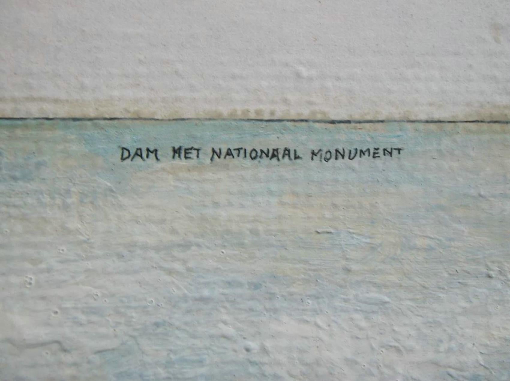 J. VET – Amsterdamer Nationaldenkmal – handkolorierter Druck – Niederlande – ca. 1986 im Angebot 1