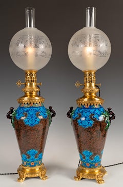 J. Vieillard & Cie et A. de Caranza, Paire de lampes, France, vers 1880