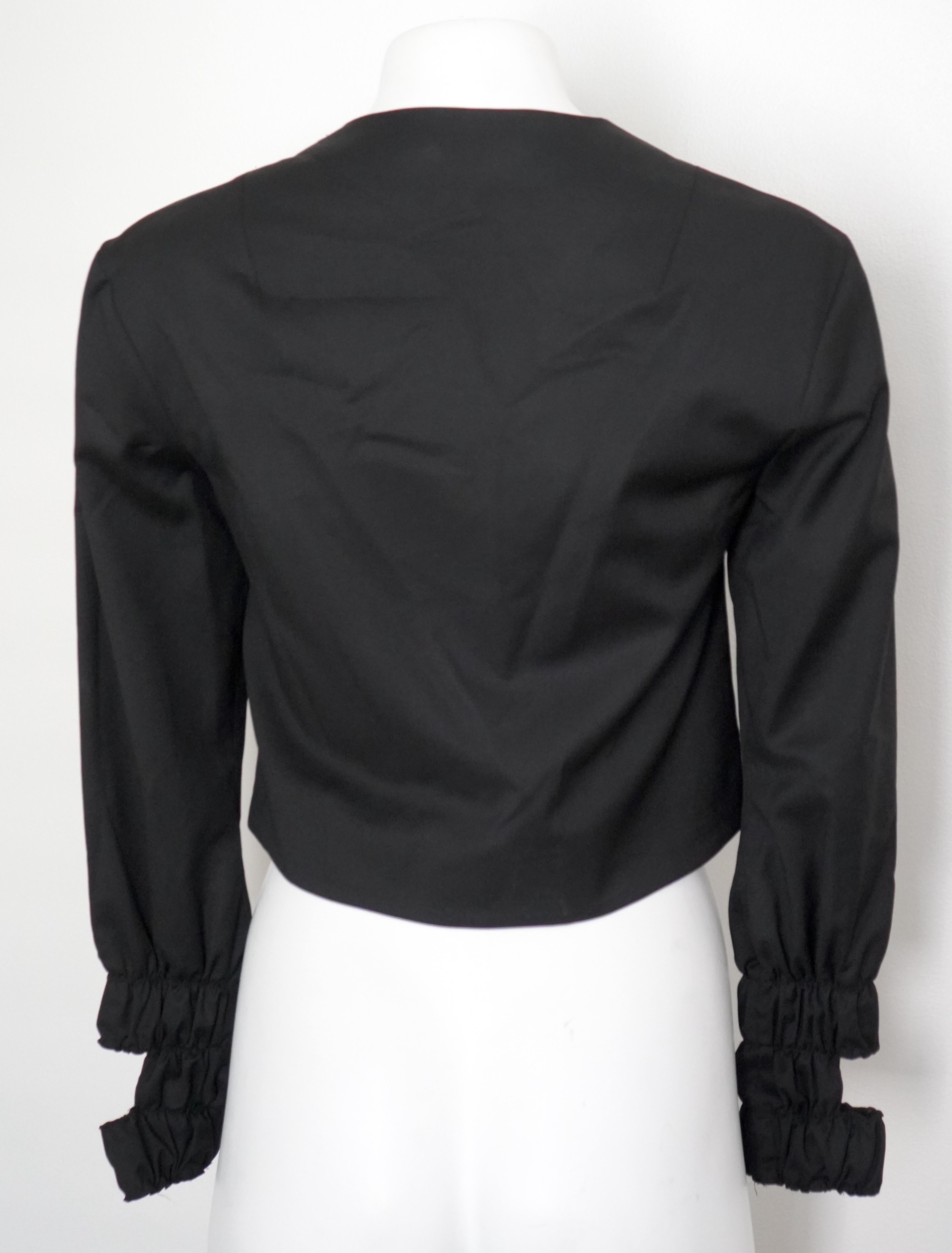 J. W. Anderson Black Wool Cropped Zip Bolero Jacket  In Excellent Condition For Sale In Beverly Hills, CA