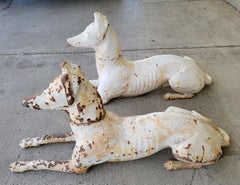 J. W. Fiske Recumbent Cast Iron Greyhounds A Pair