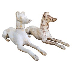 J. W. Fiske Recumbent Cast Iron Greyhounds A Pair