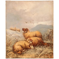 Antique J. W. Morris Sheep Painting