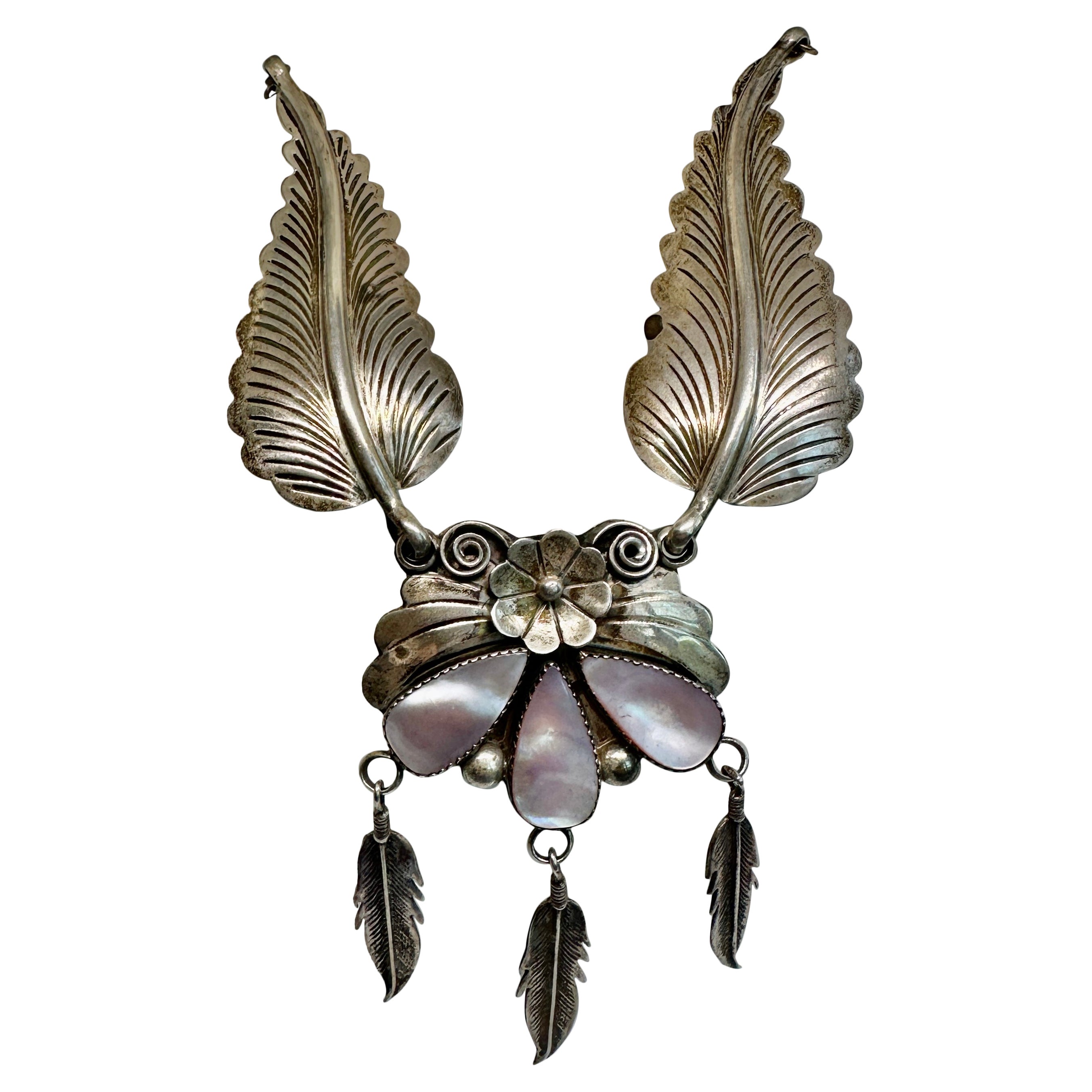 J W Toadlena Necklace Navajo Mother of Pearl Sterling Silver Native American