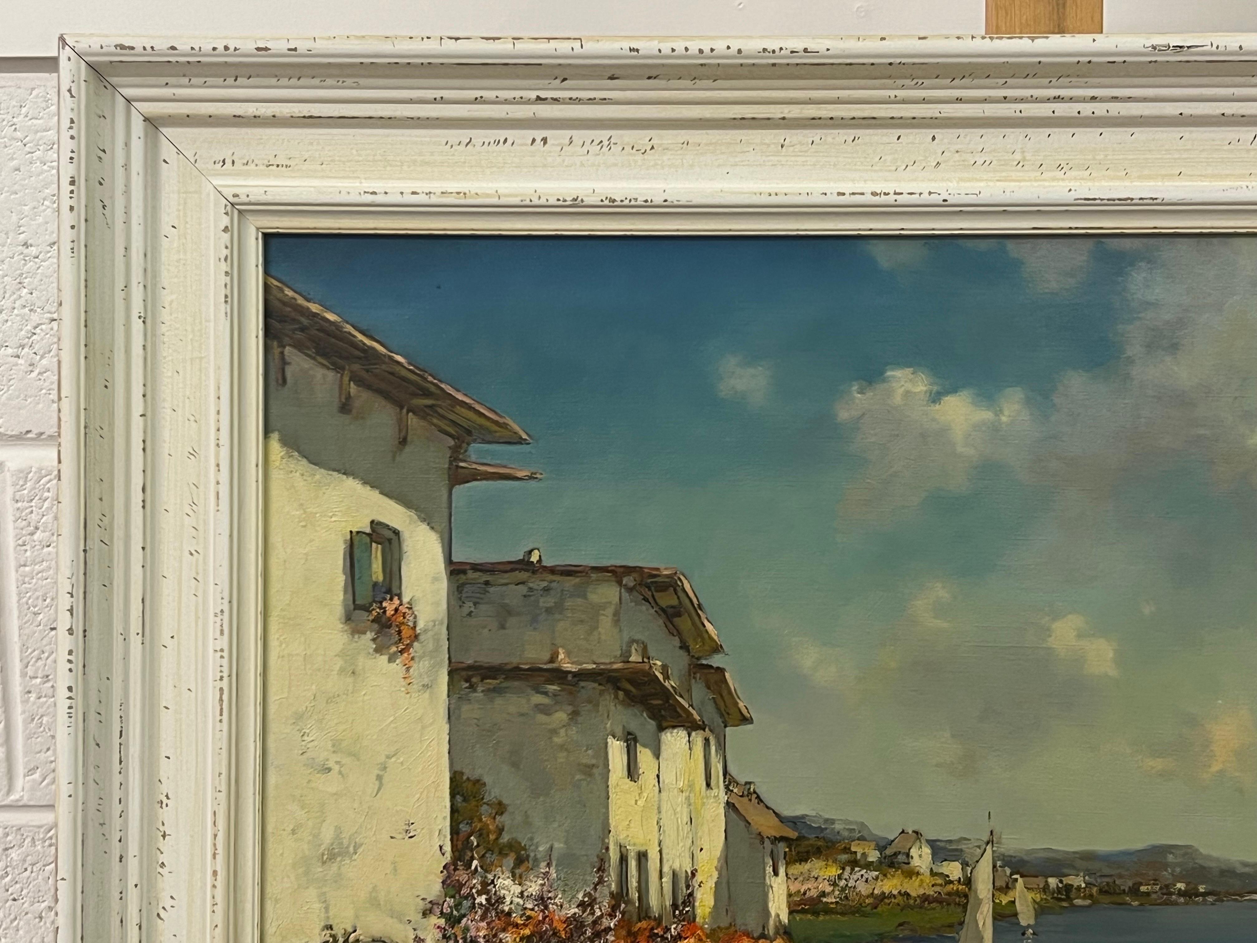 Mediterranean Painting of Lake Como in Italy by 20th Century American Artist For Sale 4