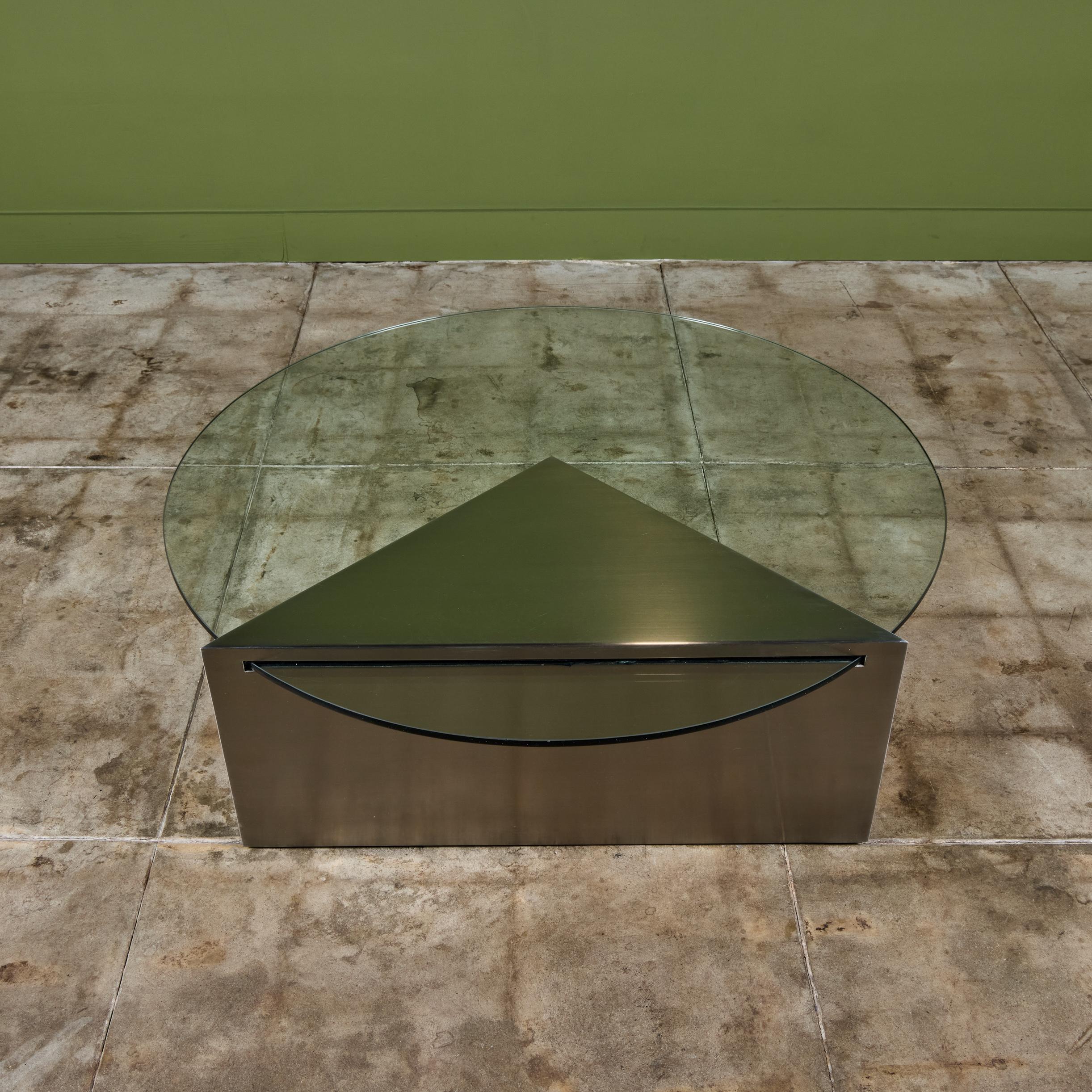 Verre Table basse en porte-à-faux J. Wade Beam pour Breuton en vente