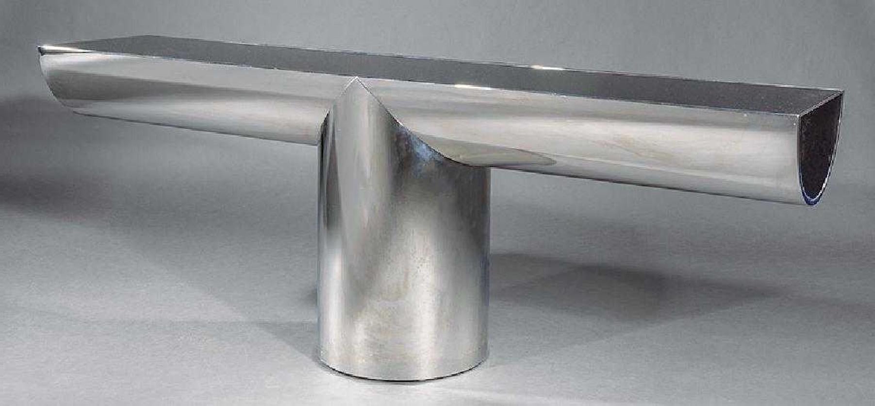 Mid-Century Modern J. Wade Beam for Breuton Stainless Steel and Glass 