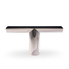 J. Wade Beam for Brueton Mid Century Stainless Steel Tee Console Table