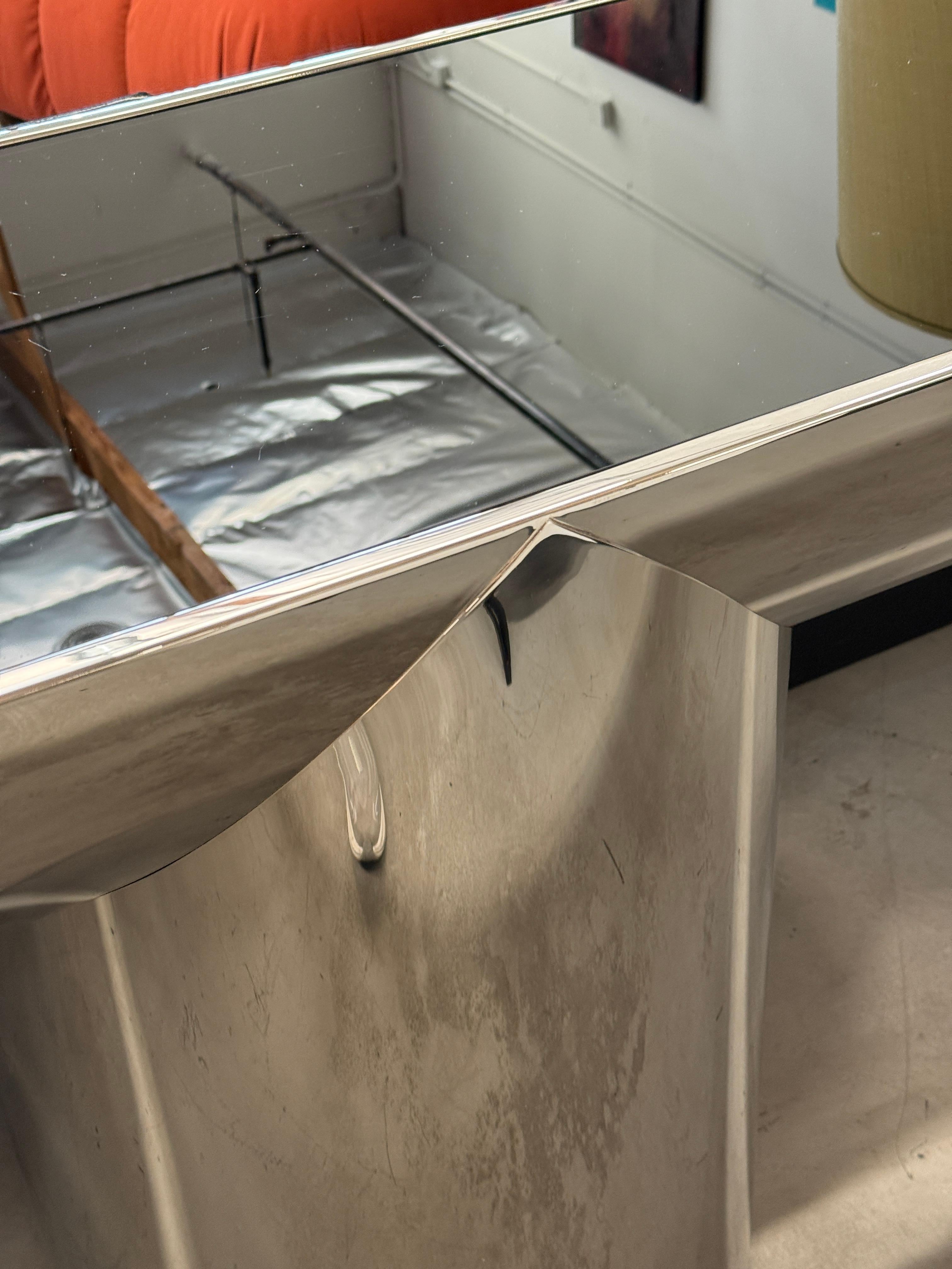 J Wade Beam for Brueton Steel and Black Glass Console For Sale 9
