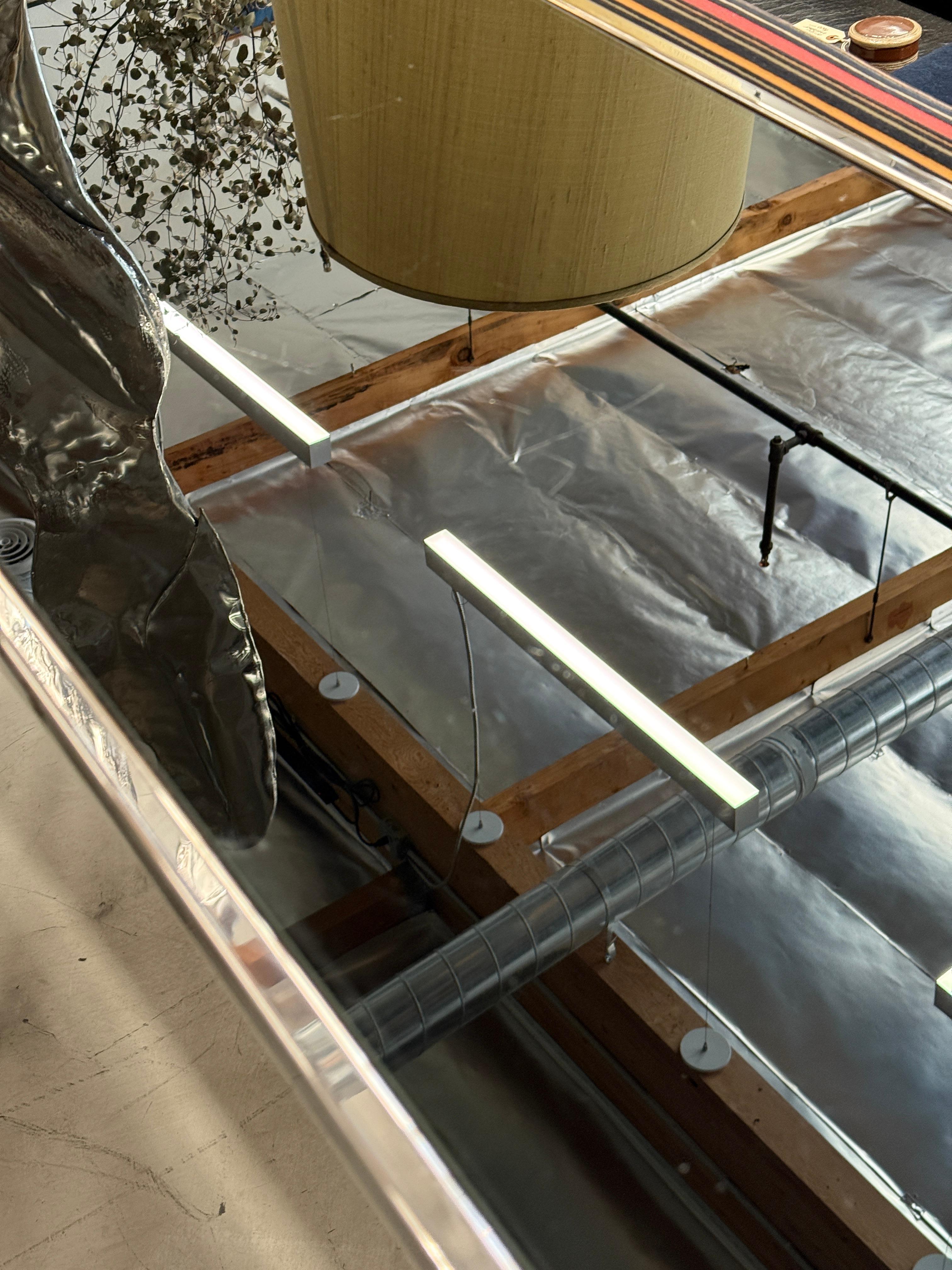 J Wade Beam for Brueton Steel and Black Glass Console For Sale 1