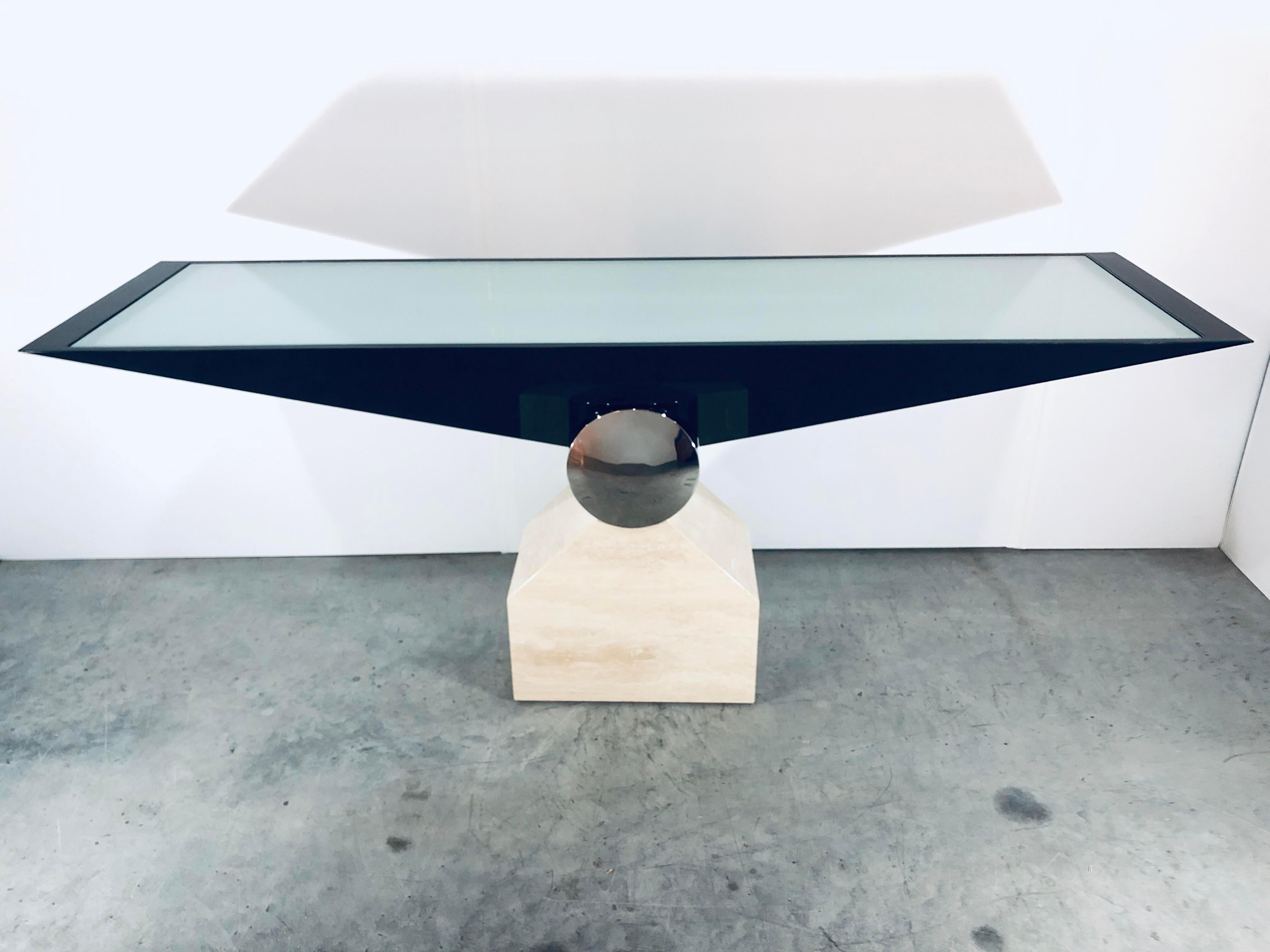 J. Wade Beam “Maidda” Illuminated Travertine Console Table for Brueton, 1990s For Sale 4