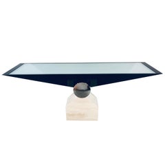 J. Wade Beam Mesa consola iluminada de travertino "Maidda" para Brueton, década de 1990