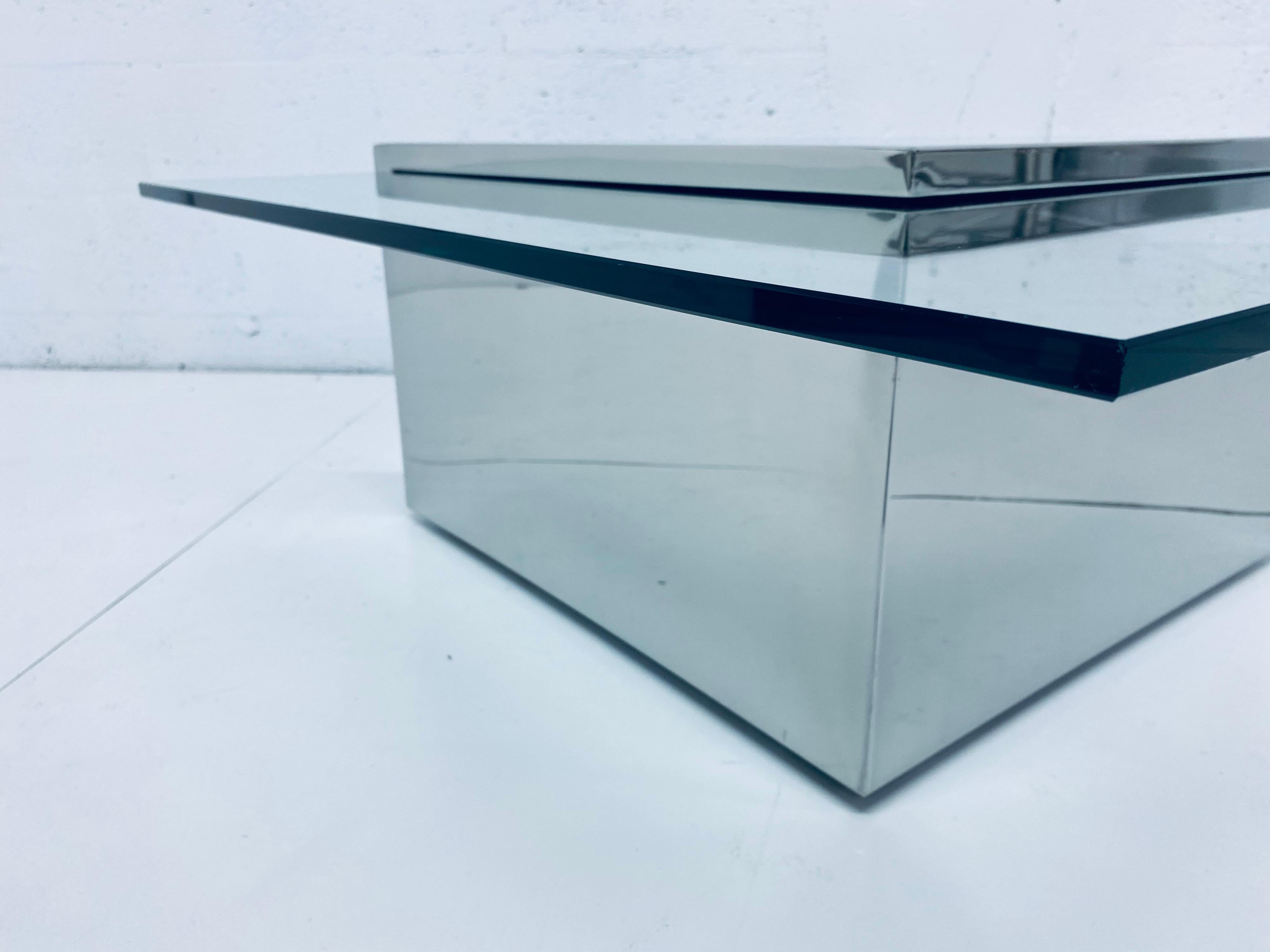 J. Wade Beam Polished Steel and Cantilevered Glass Coffee Table for Brueton 2