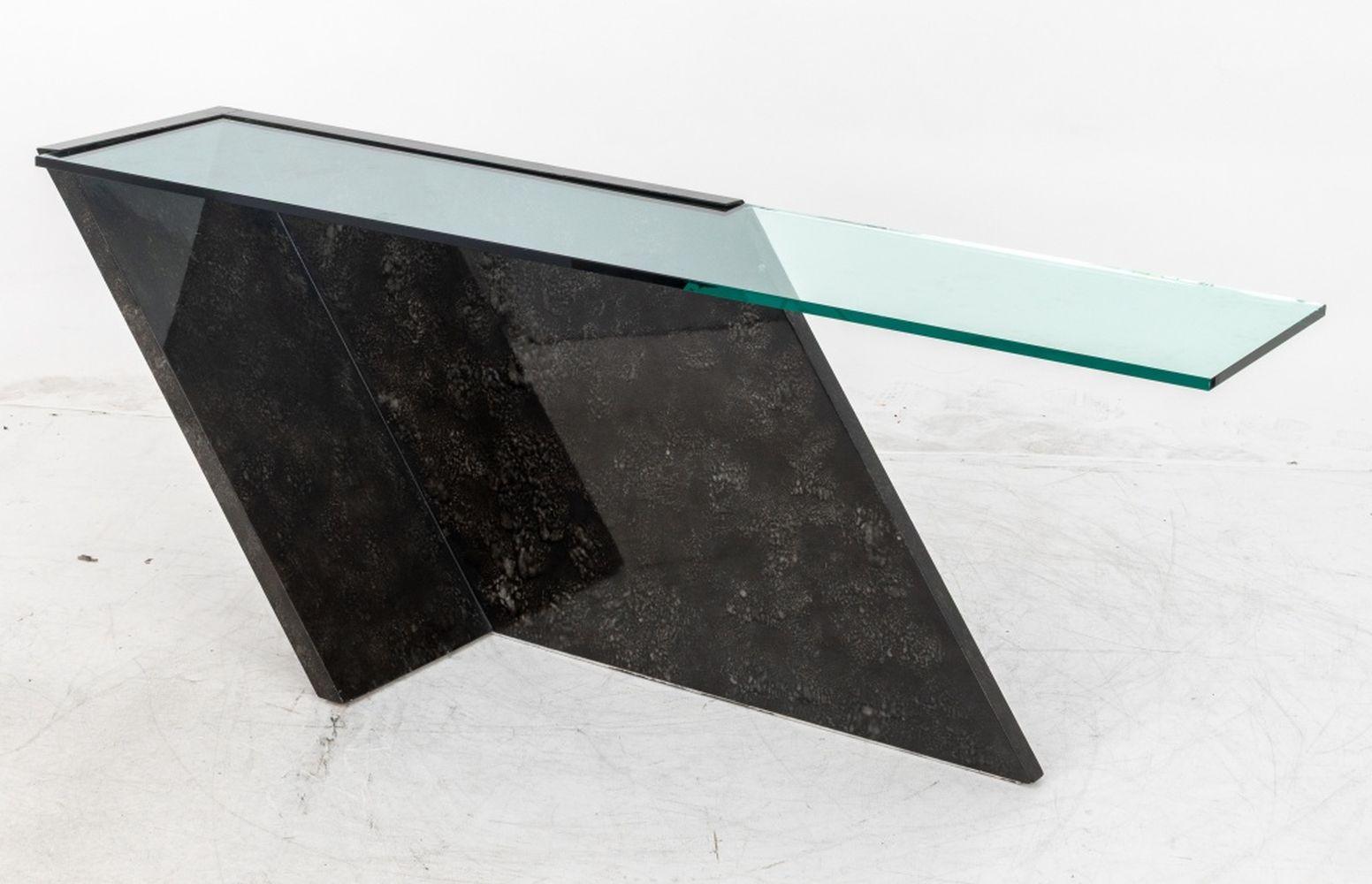 20ième siècle J. Console en faux marbre avec dessus en verre, style Beam, de Wade en vente