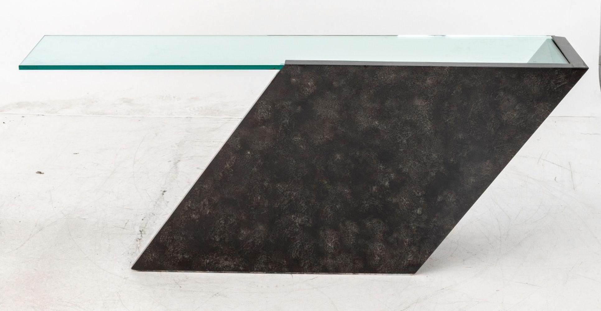 J. Console en faux marbre avec dessus en verre, style Beam, de Wade en vente 3