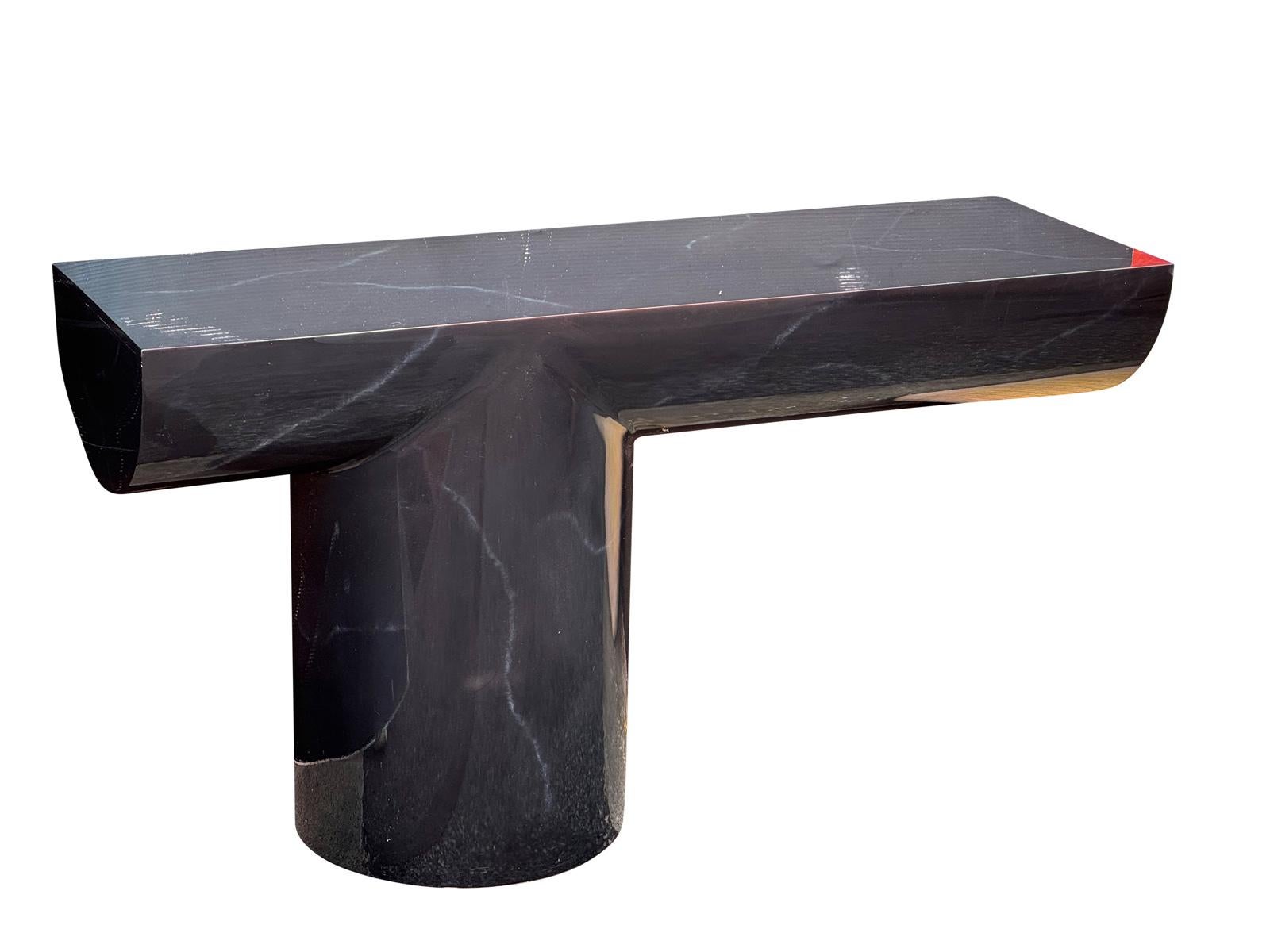 American J Wade Beam Vintage Black Marble Console Table For Sale