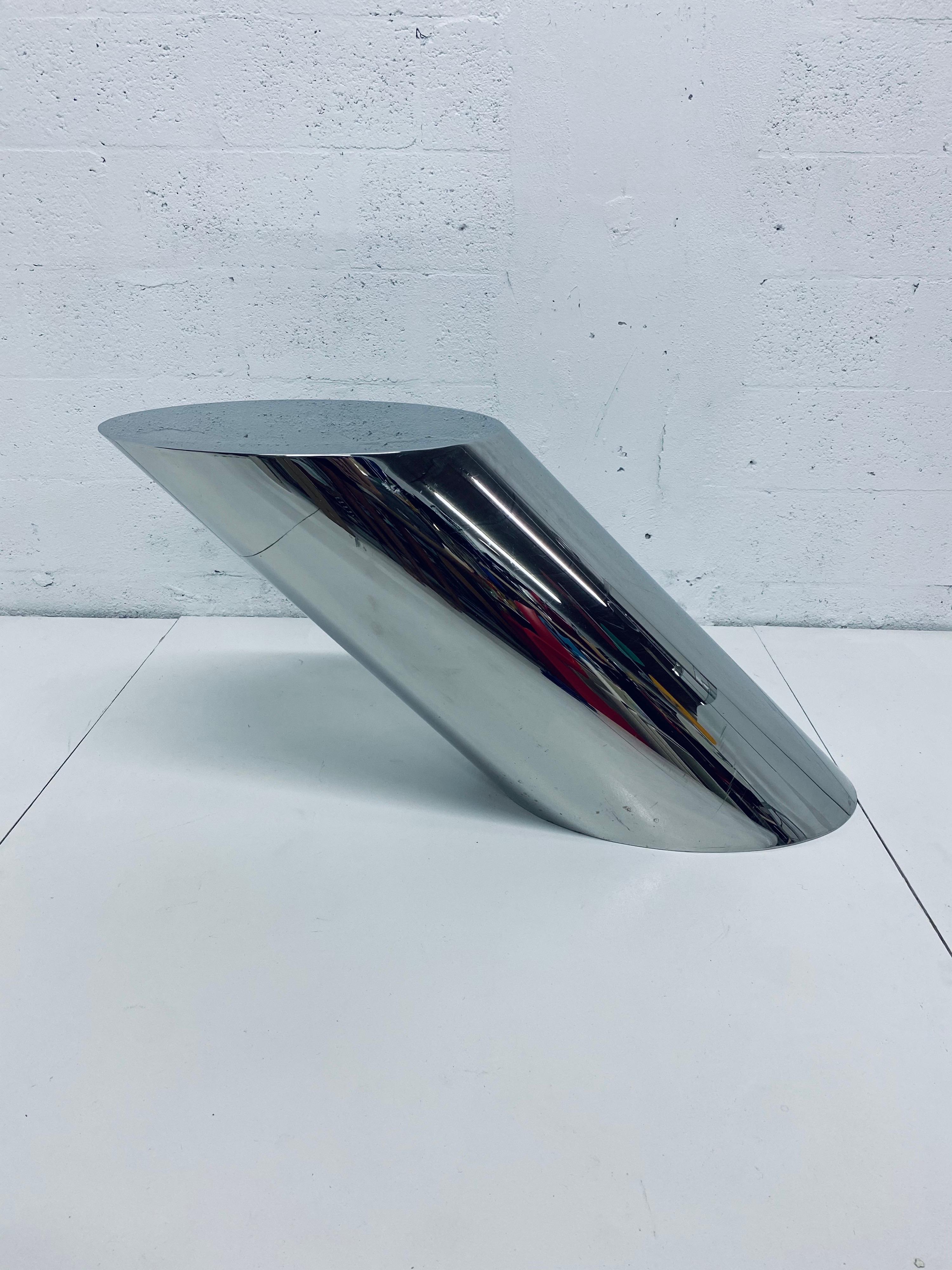 American J Wade Beam Zephyr Polished Steel Cantilever Table for Brueton, 1970s
