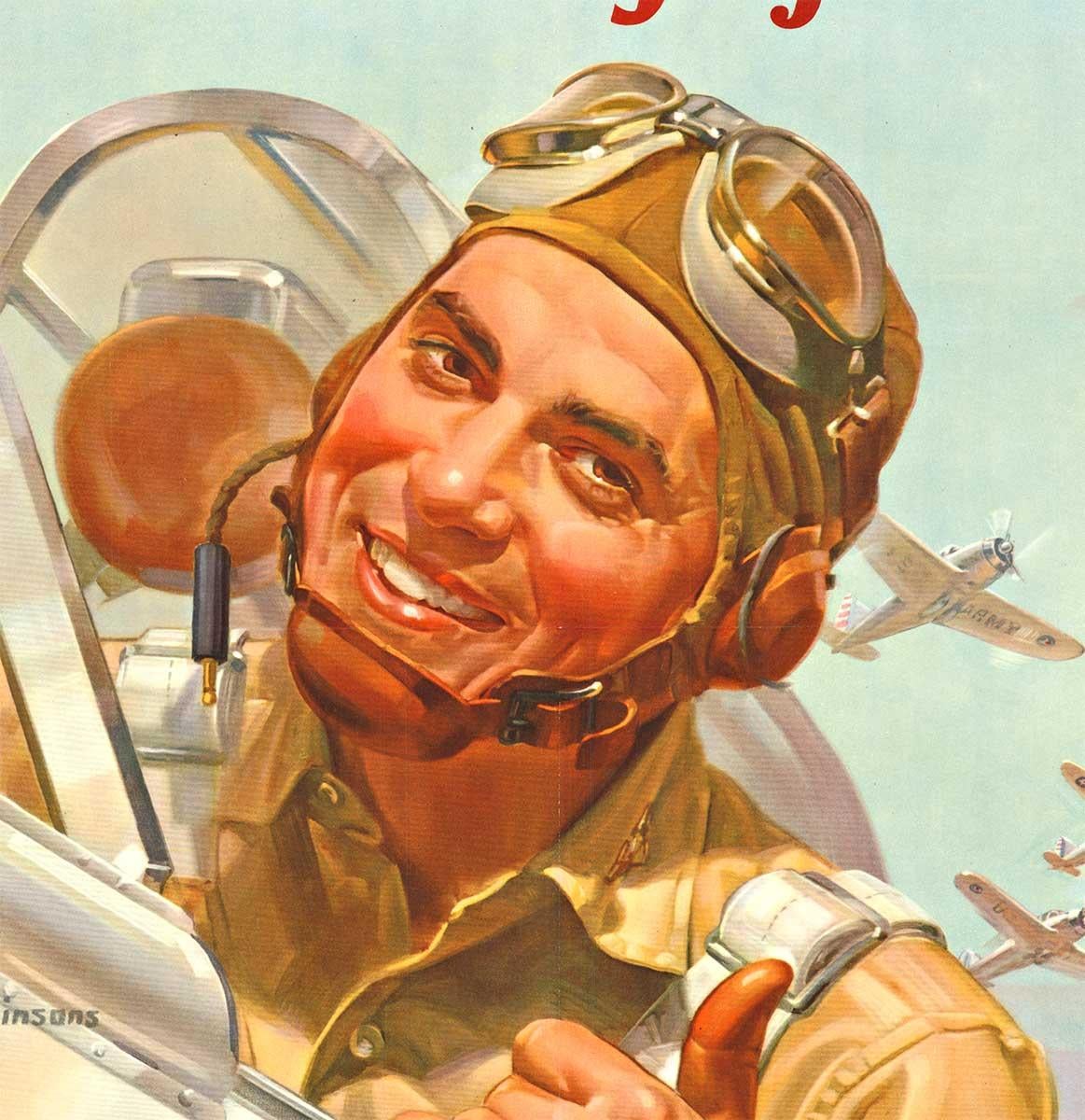 Original You buy 'em  We'll fly 'em! Defense Bonds vintage WW2 poster - Print by J. Walter Wilkinson