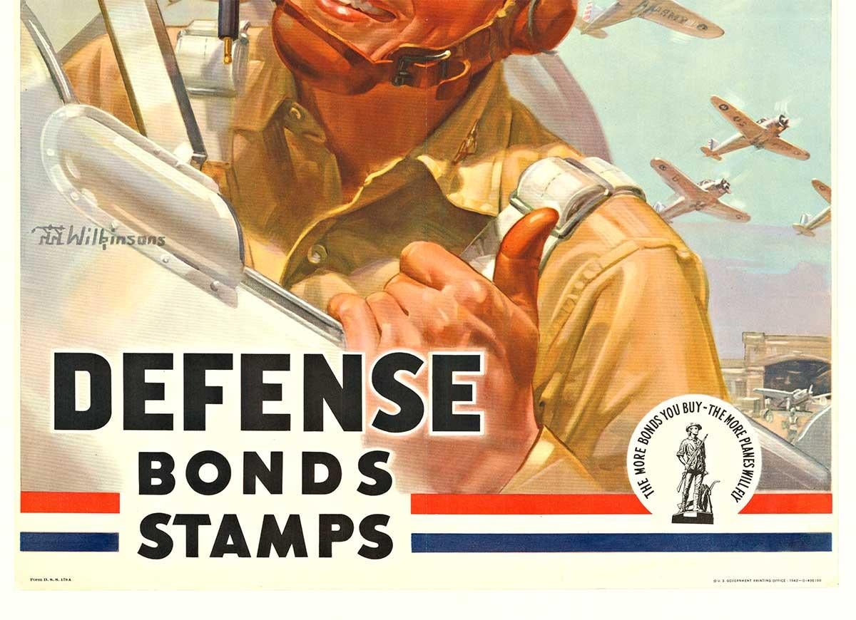 Original You buy 'em  We'll fly 'em! Defense Bonds vintage WW2 poster - Beige Portrait Print by J. Walter Wilkinson