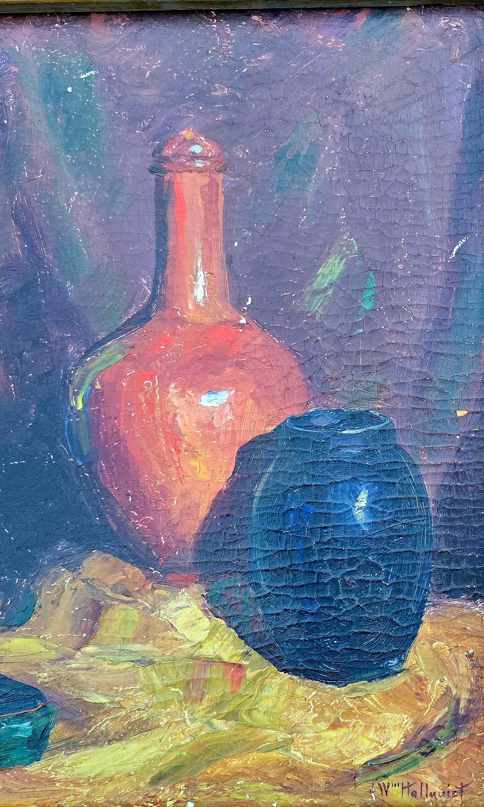 Nature morte avec vase et urne - Impressionnisme américain Painting par J. William Hallquist