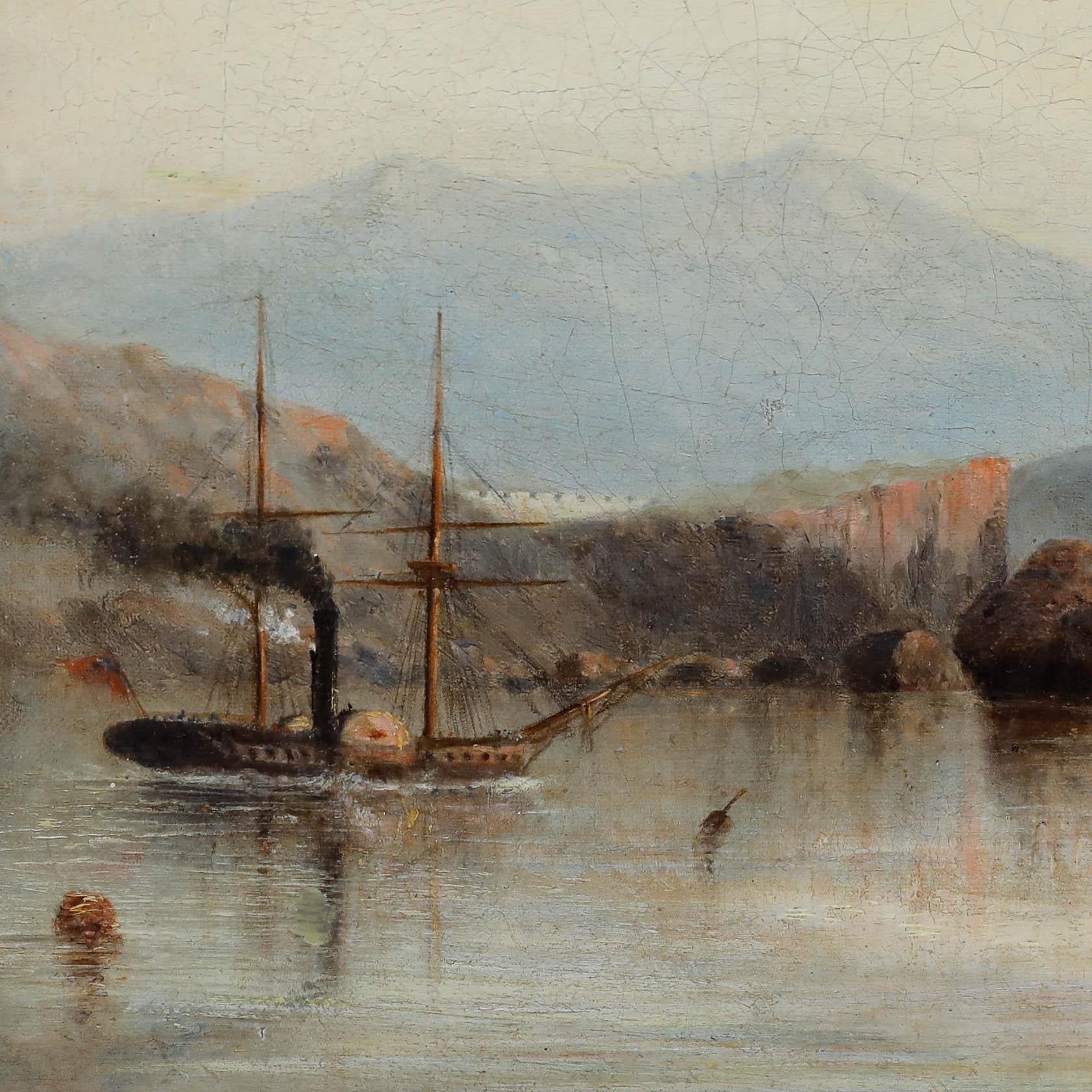J. Wilson - Gerahmtes Öl von 1869, Rudern auf dem See im Angebot 3