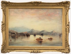 Antique J. Wilson - Framed 1869 Oil, Rowing on the Lake