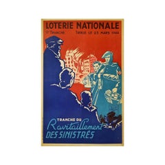 Vintage 1944 Original poster for the Loterie Nationale - World war II - National lottery