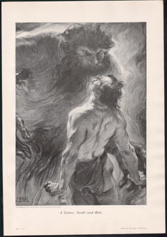 Kraft und Mut (Courage and Strength), German antique engraving