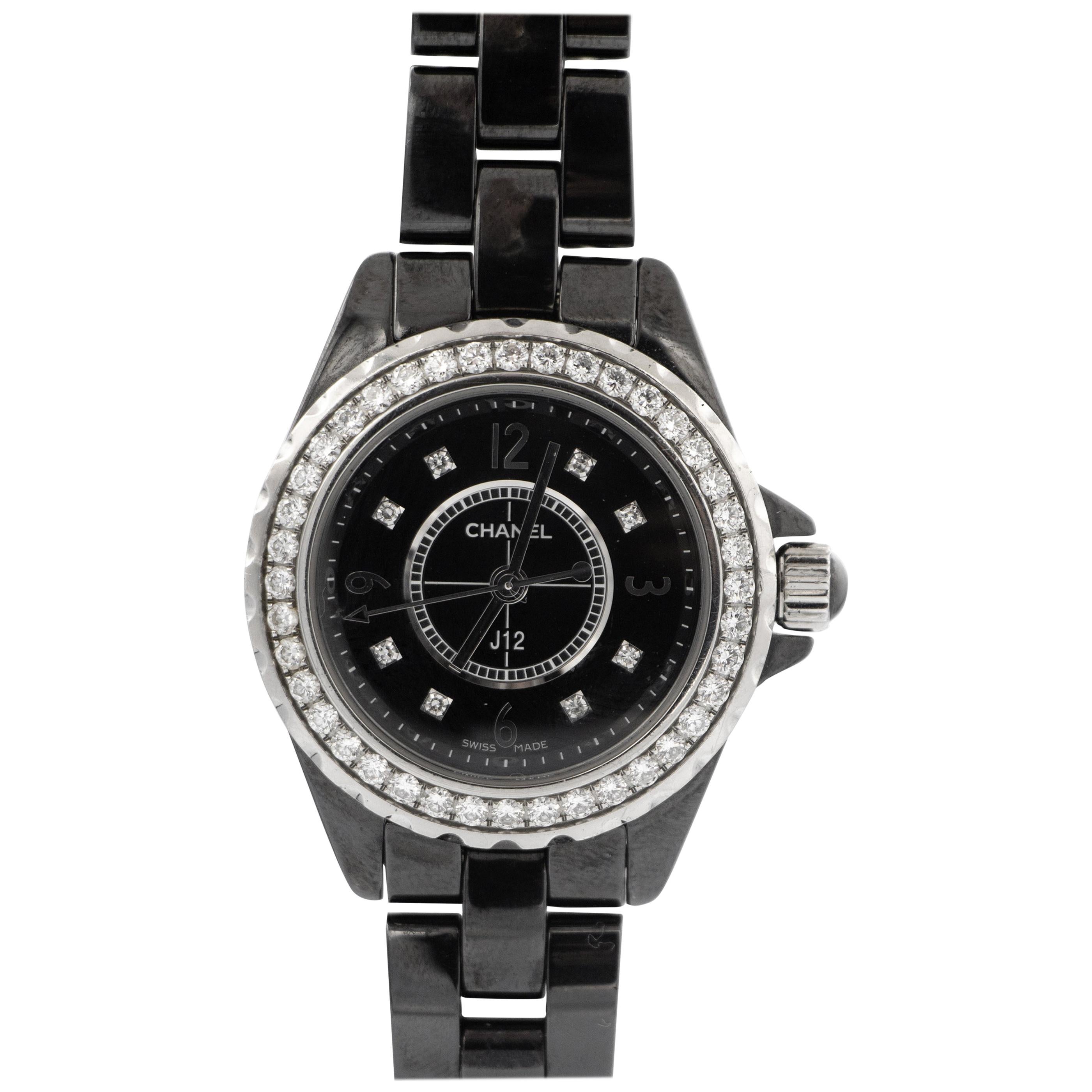J12 Chanel Black Highly Resistant Ceramic and Steel Watch at