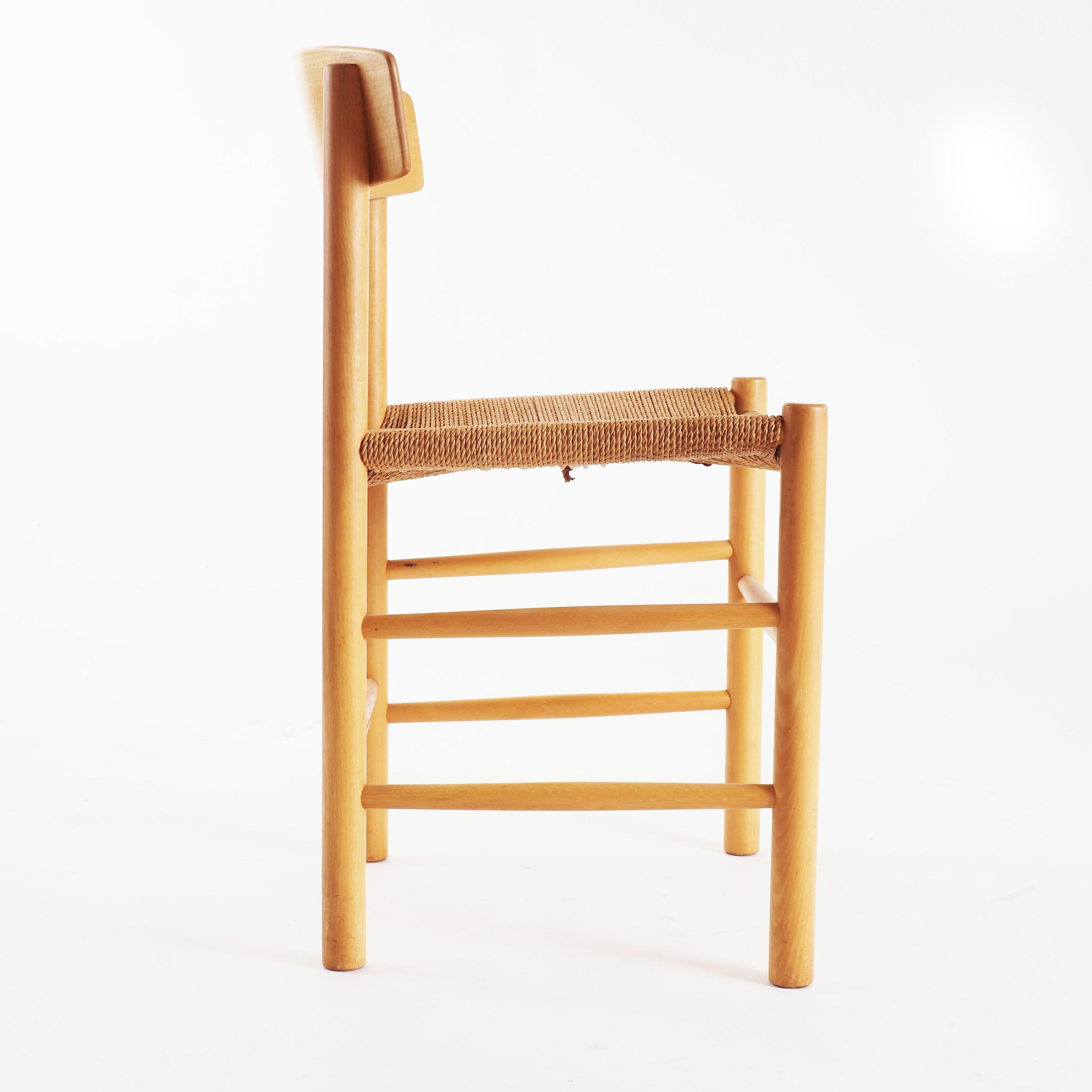 Scandinavian Modern J39 chairs in beech and papercord by Børge Mogensen