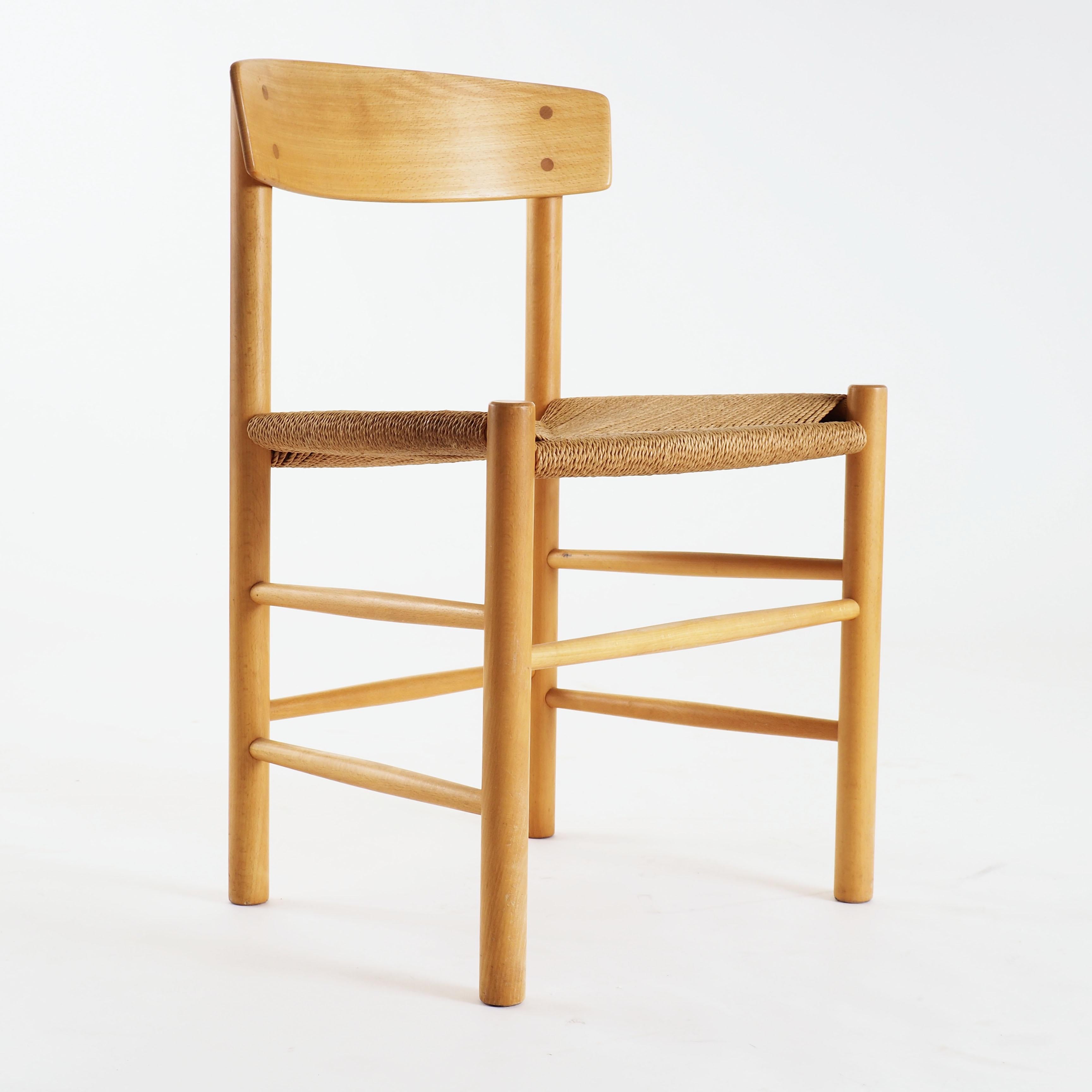 Danish J39 chairs in beech and papercord by Børge Mogensen