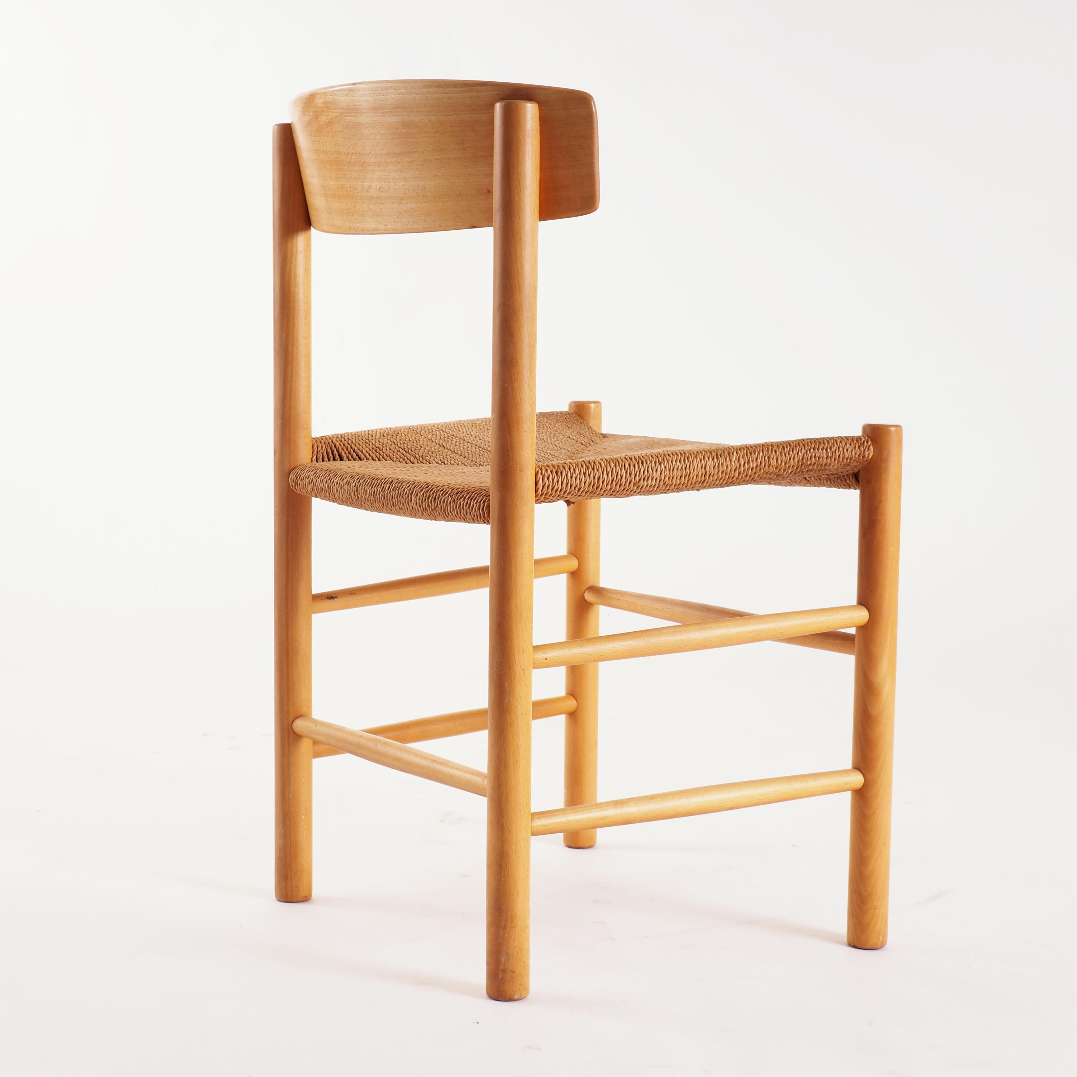 Hand-Woven J39 chairs in beech and papercord by Børge Mogensen
