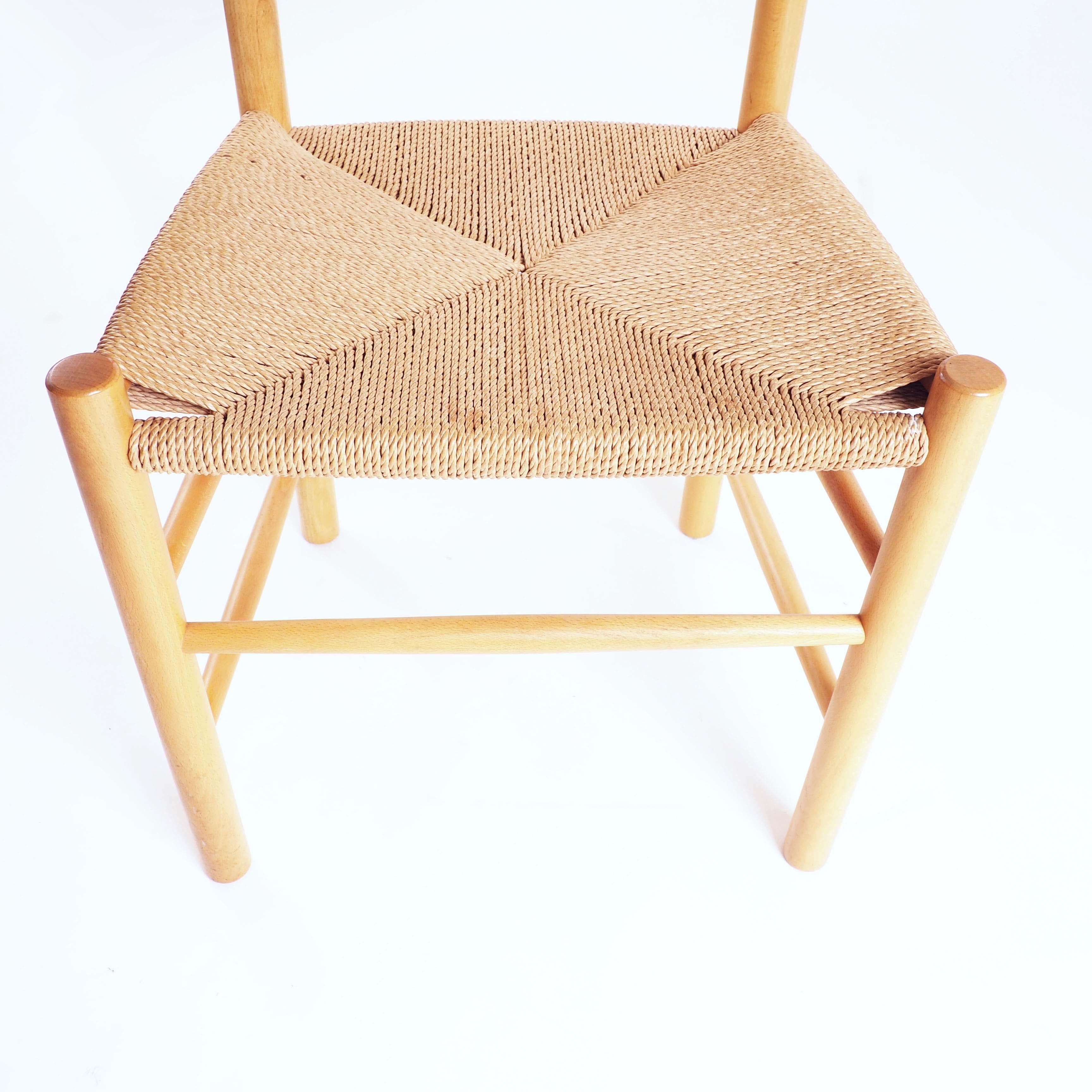 Mid-20th Century J39 chairs in beech and papercord by Børge Mogensen