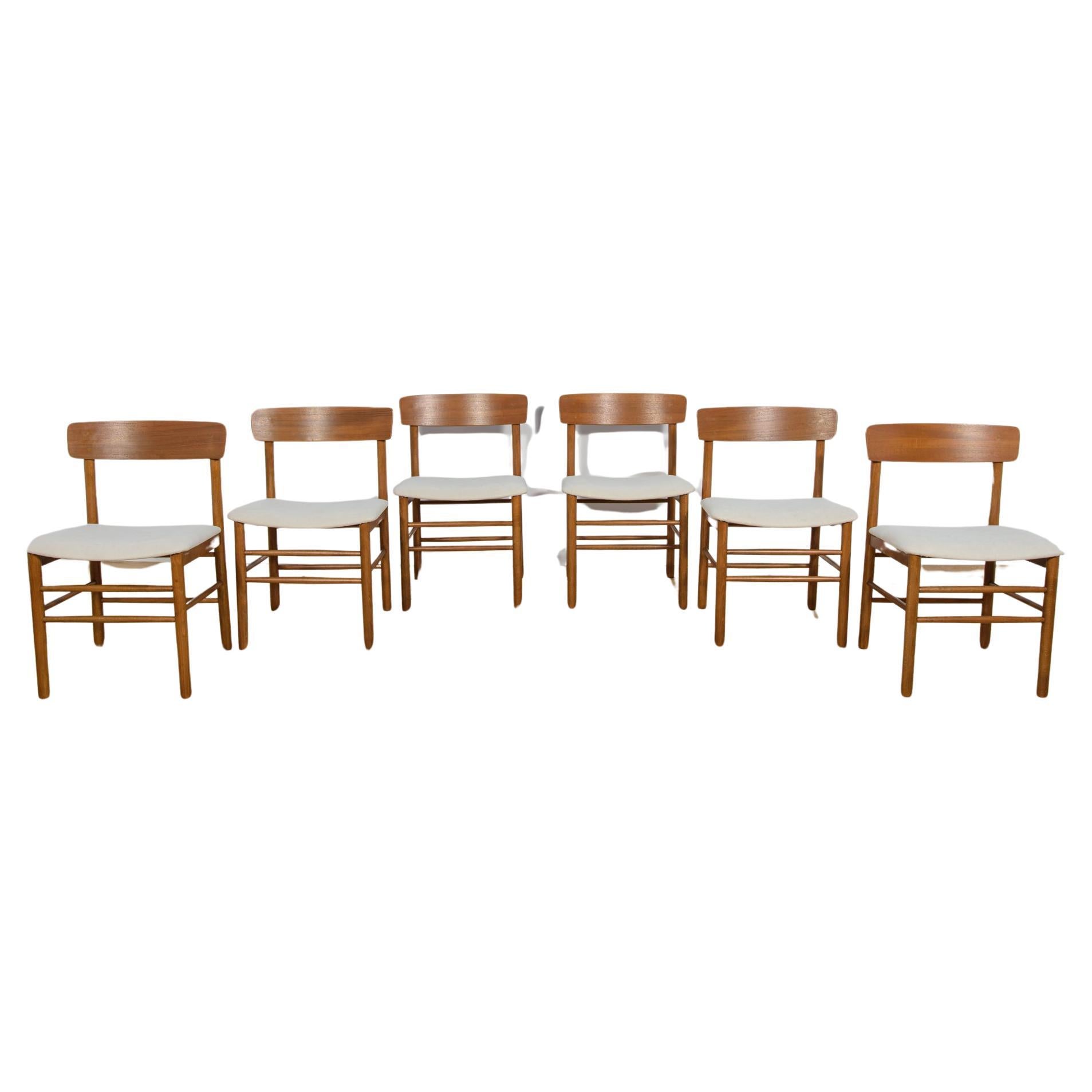 J39 Folkchairs Stühle von Børge Mogensen für Farstrup, 1950er Jahre, 6-teilig