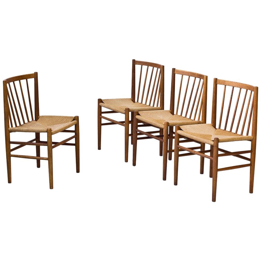 J80 Dining Chairs by Jørgen Baekmark for FDB Møbler, Denmark, 1950s, Set of Four
