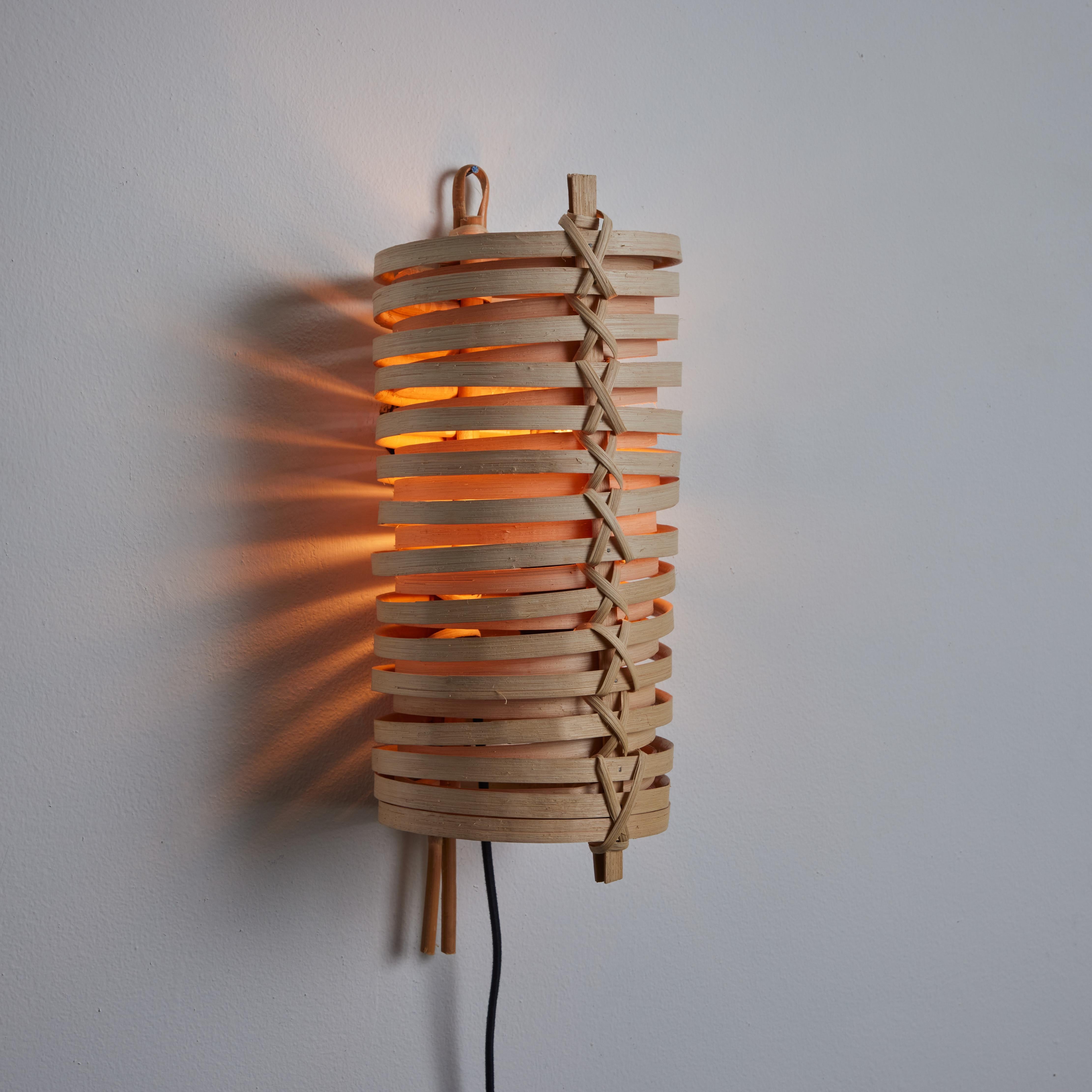J.A. Coderch 'Junco' Rattan Cane Wall Lamp for Tunds For Sale 4