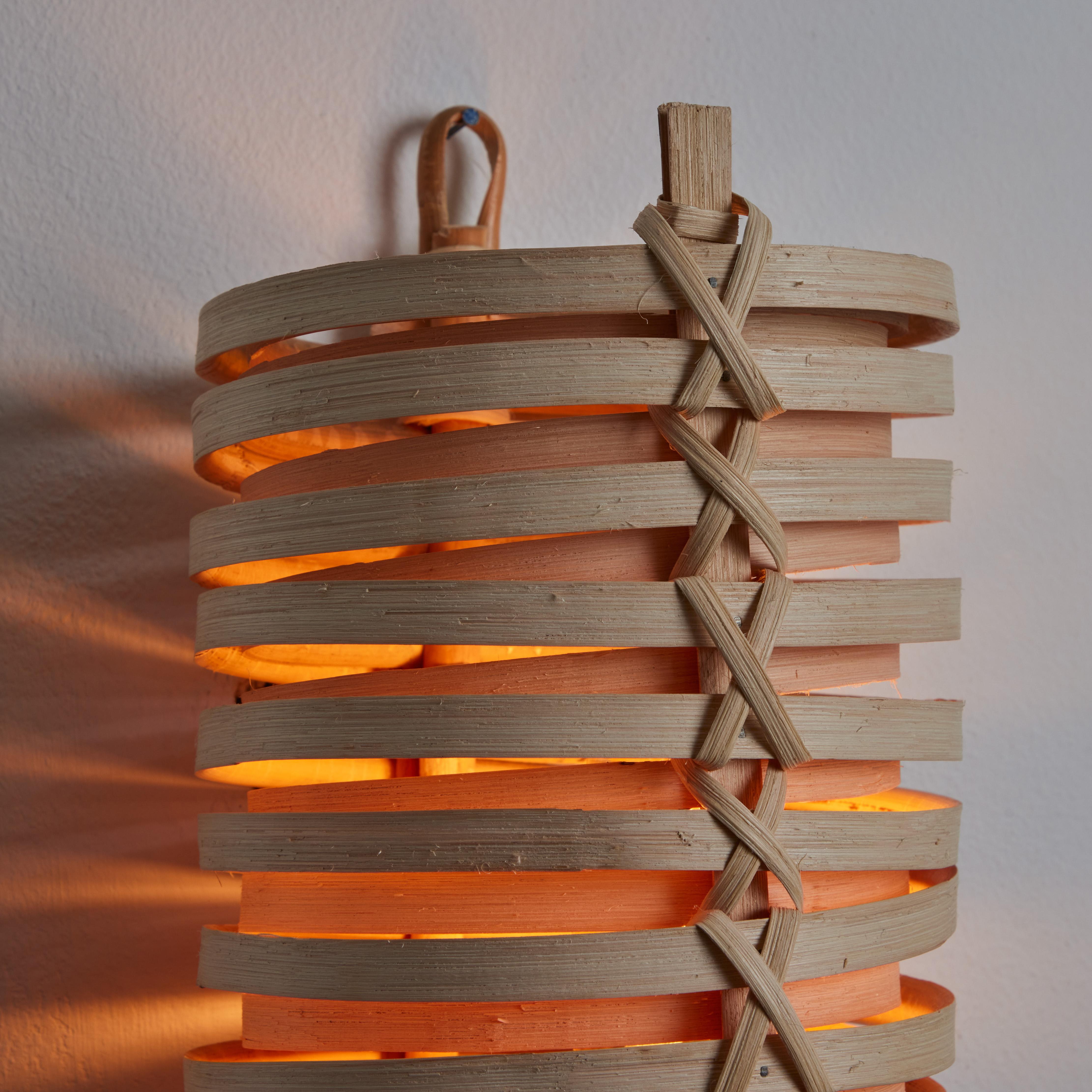 J.A. Coderch 'Junco' Rattan Cane Wall Lamp for Tunds For Sale 5
